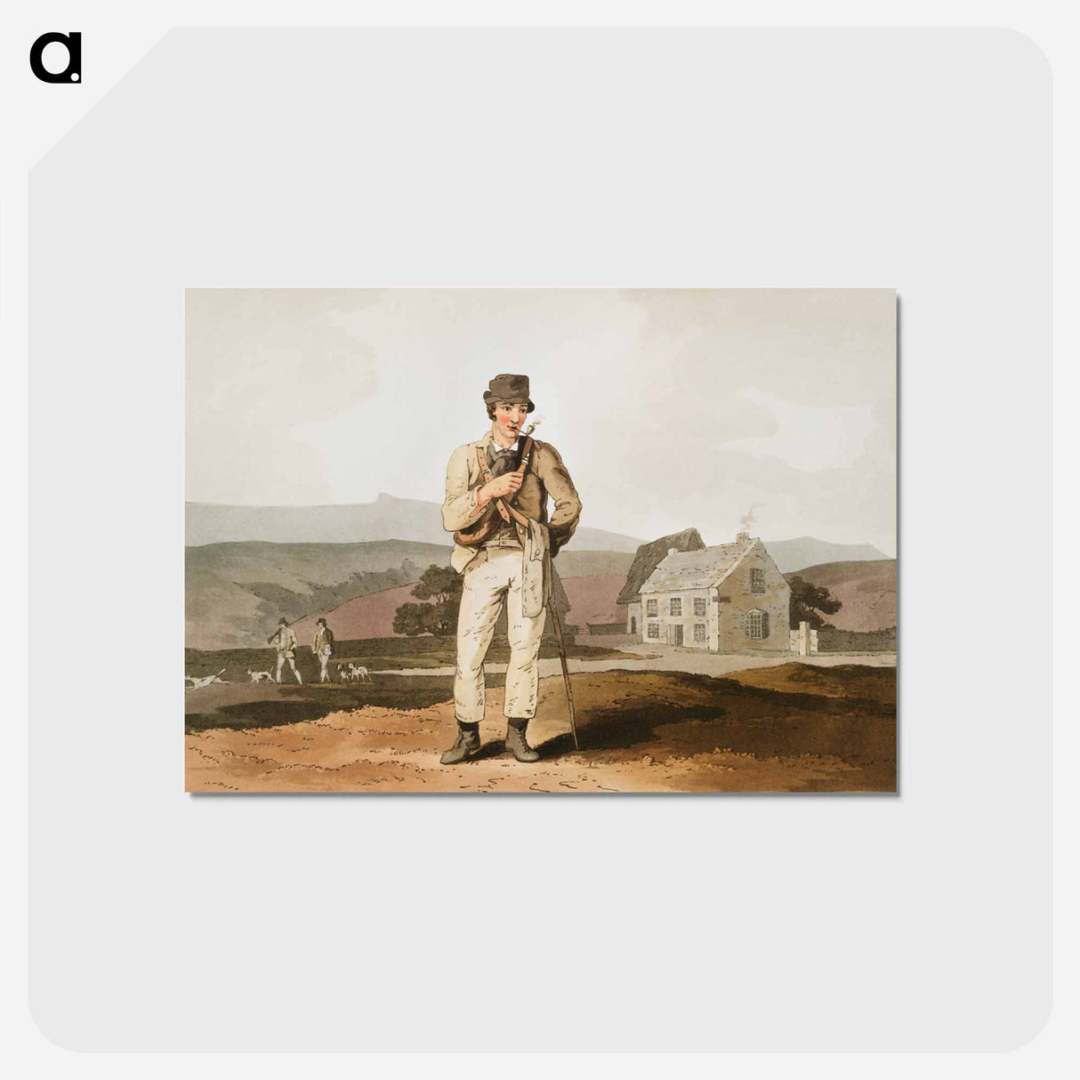 Illustration of moor guide from The Costume of Yorkshire - 19世紀のヨークシャー Postcard.