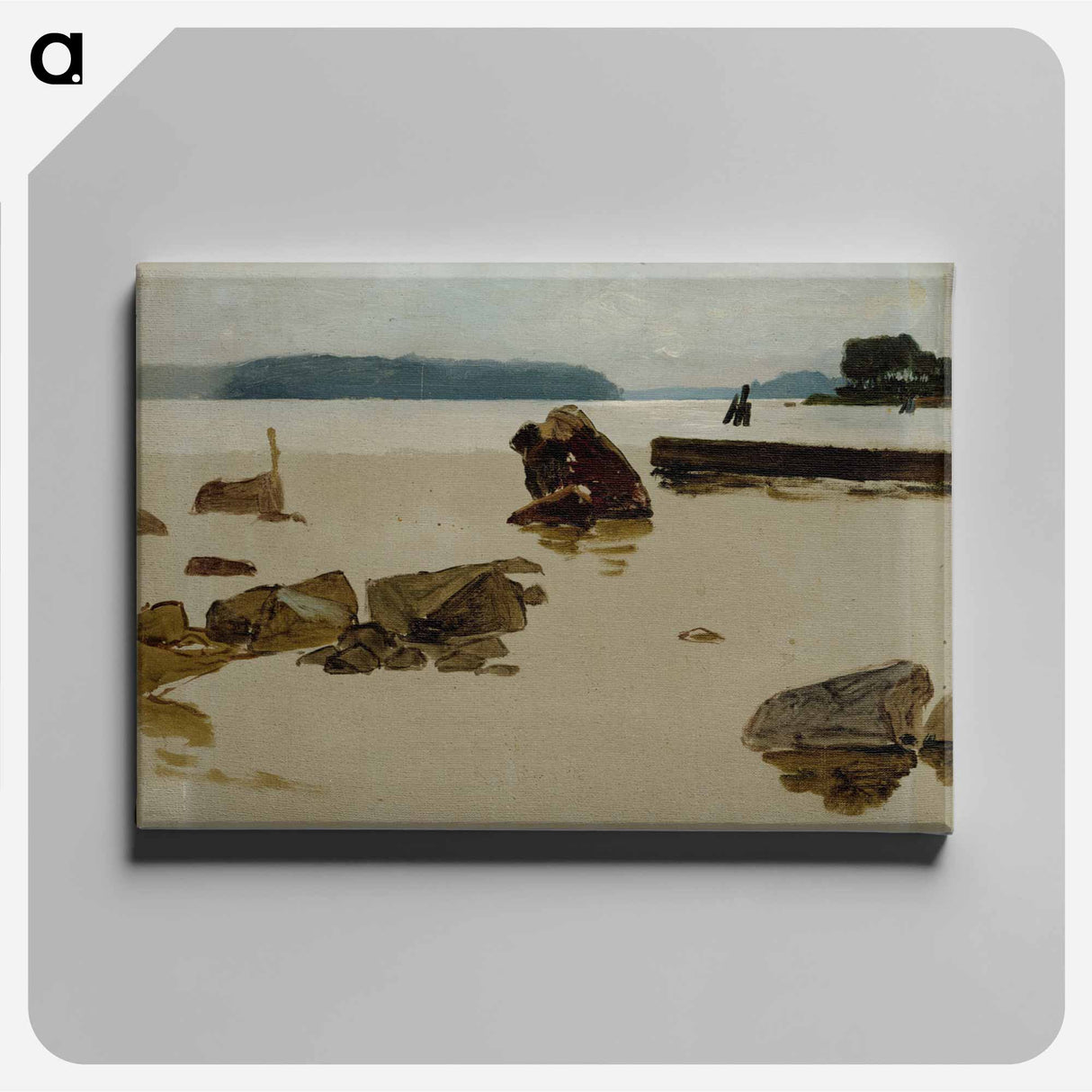 Open sea off haikko, study for boys playing on the shore - アルバート エーデルフェルト Canvas.
