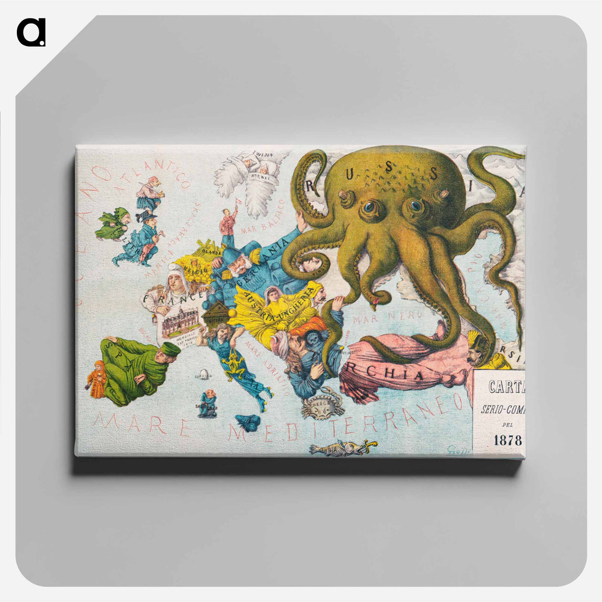 Papagallo no.15 la Piovra Russa Anno VI - アンティーク地図 Canvas.