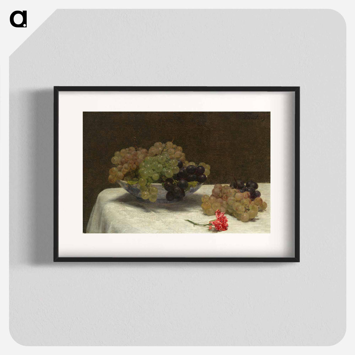 Still Life with Grapes and a Carnation - アンリ ファンタン ラトゥール Poster.