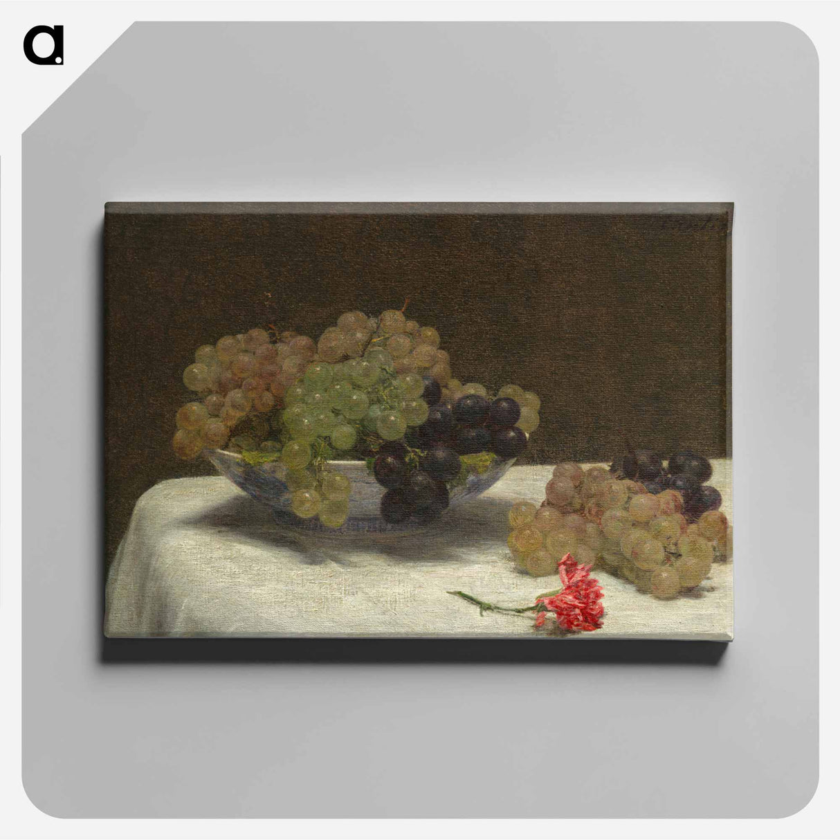 Still Life with Grapes and a Carnation - アンリ ファンタン ラトゥール Canvas.