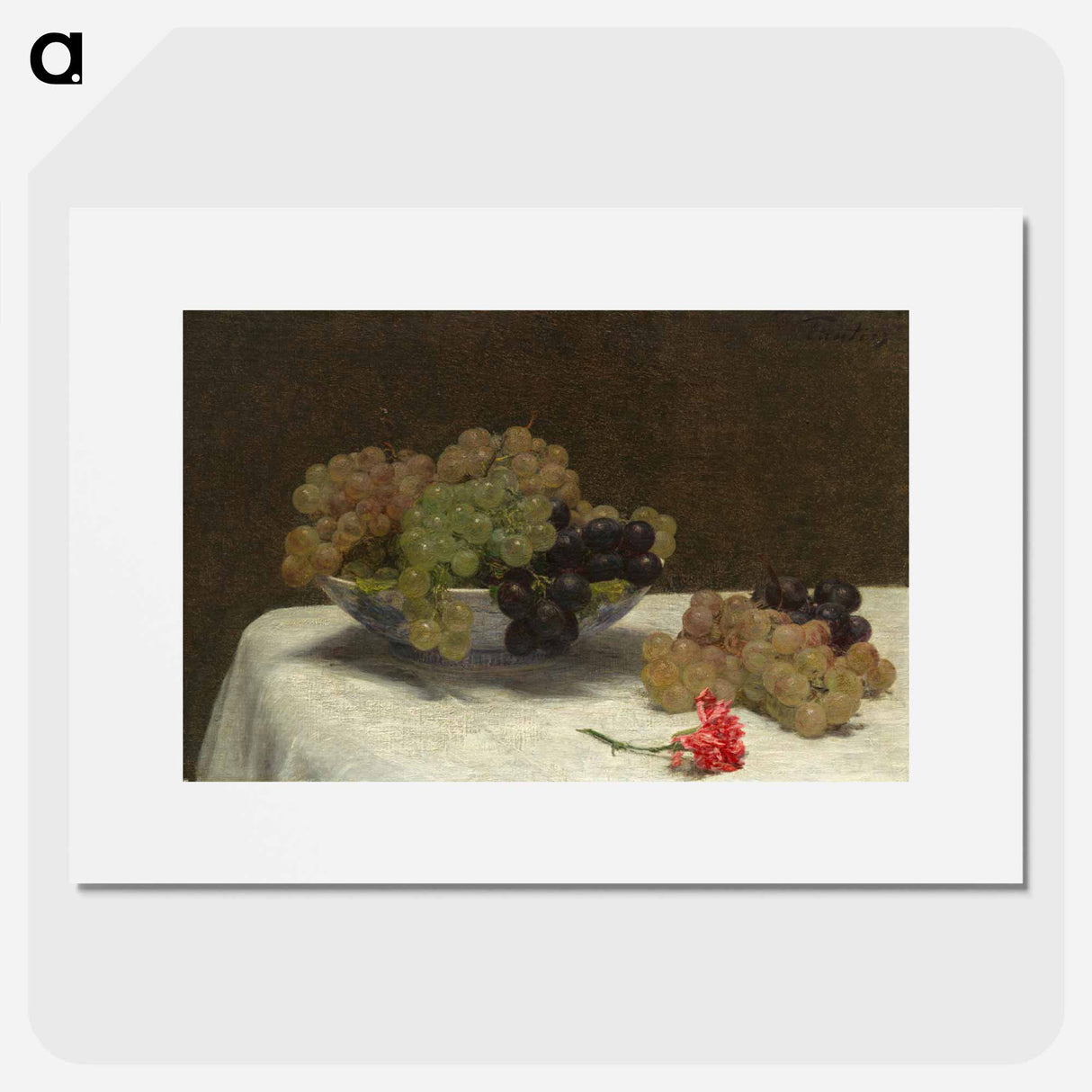 Still Life with Grapes and a Carnation - アンリ ファンタン ラトゥール Poster.