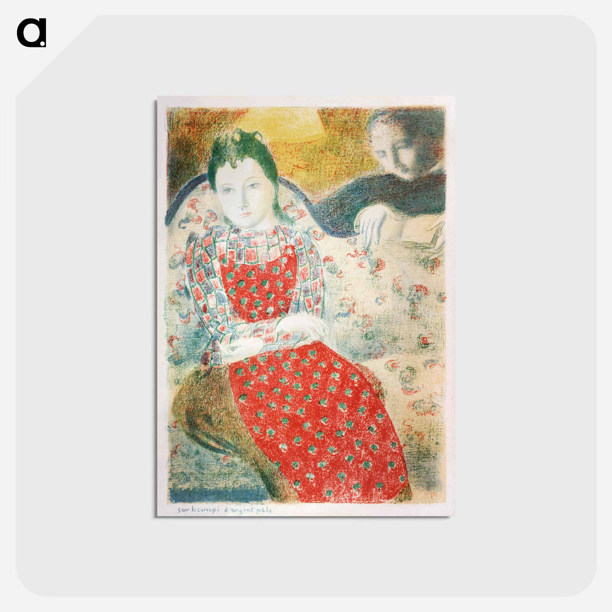 アートポストカード-On the pale silver sofa - モーリス ドニ Postcard.