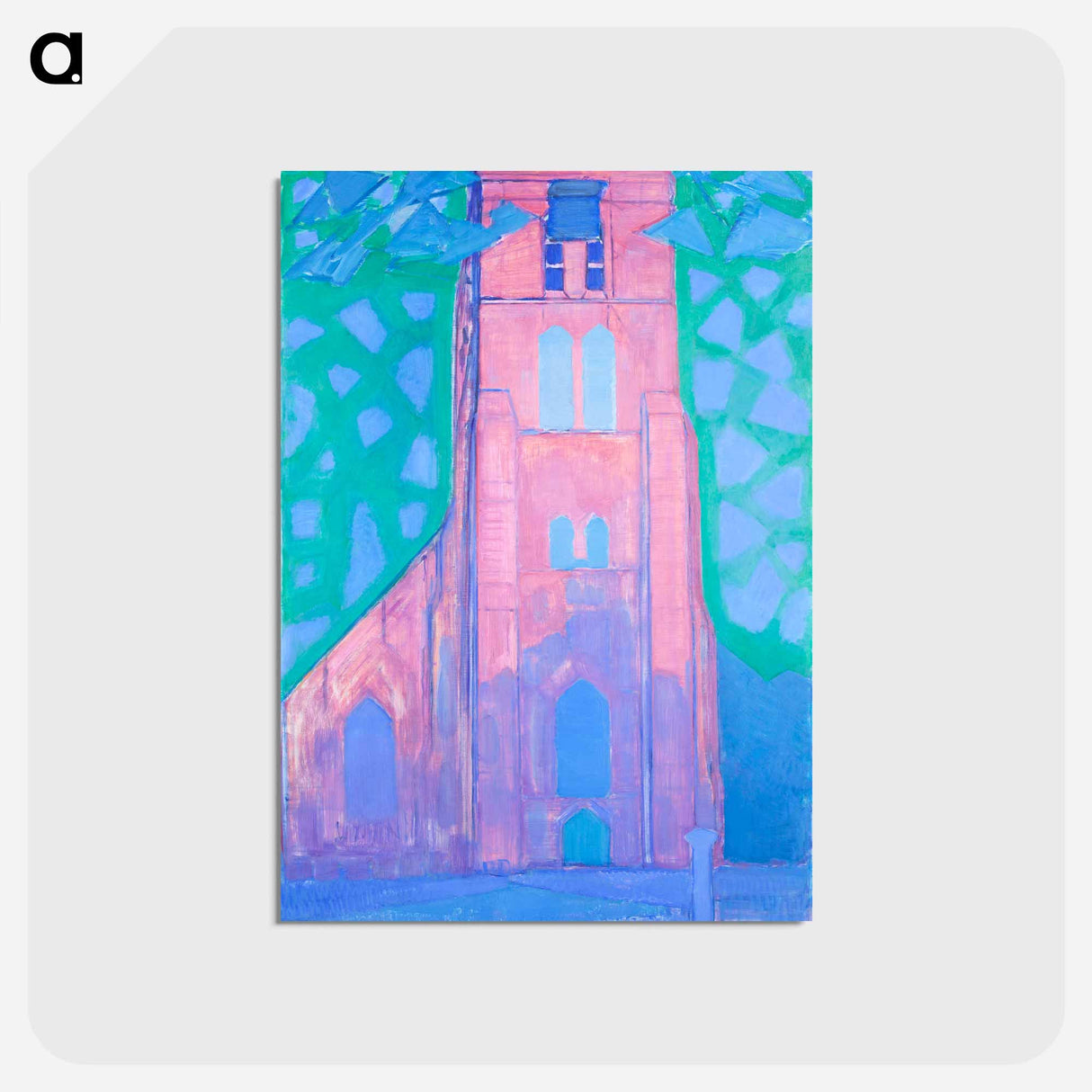 アートポストカード-Church tower at Domburg - ピエト モンドリアン Postcard.