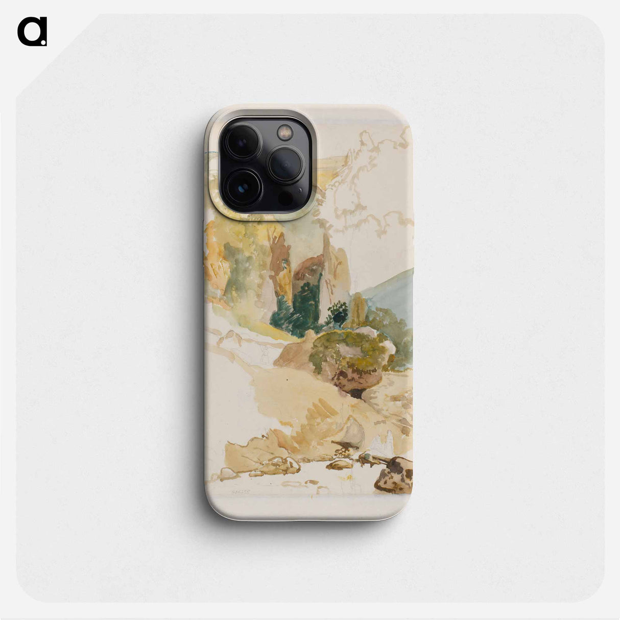 Watercolor study of landscape with a bridge over a ravine - Wilhelm Marstrand Phone Case.