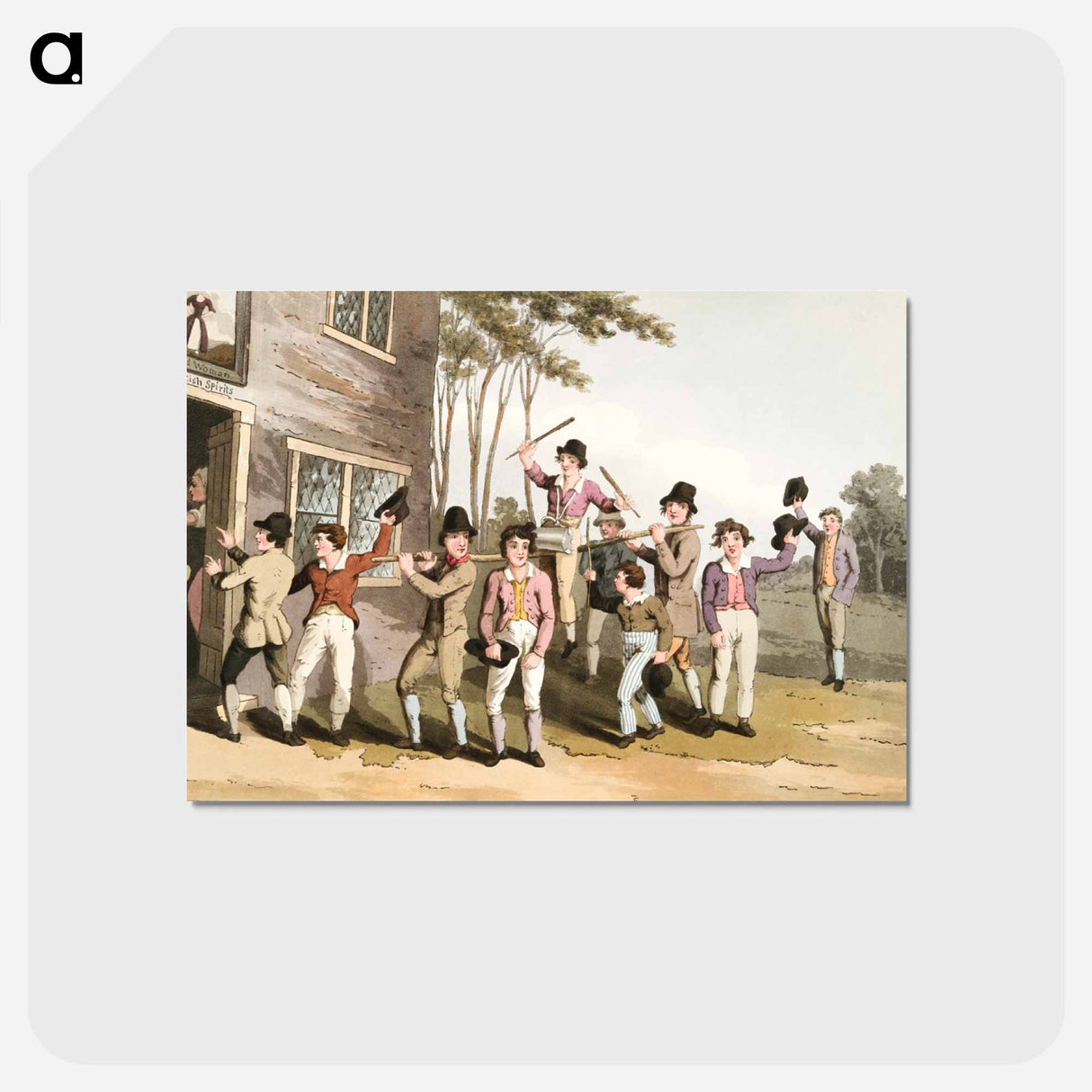 Illustration of riding the stang - 19世紀のヨークシャー Postcard.