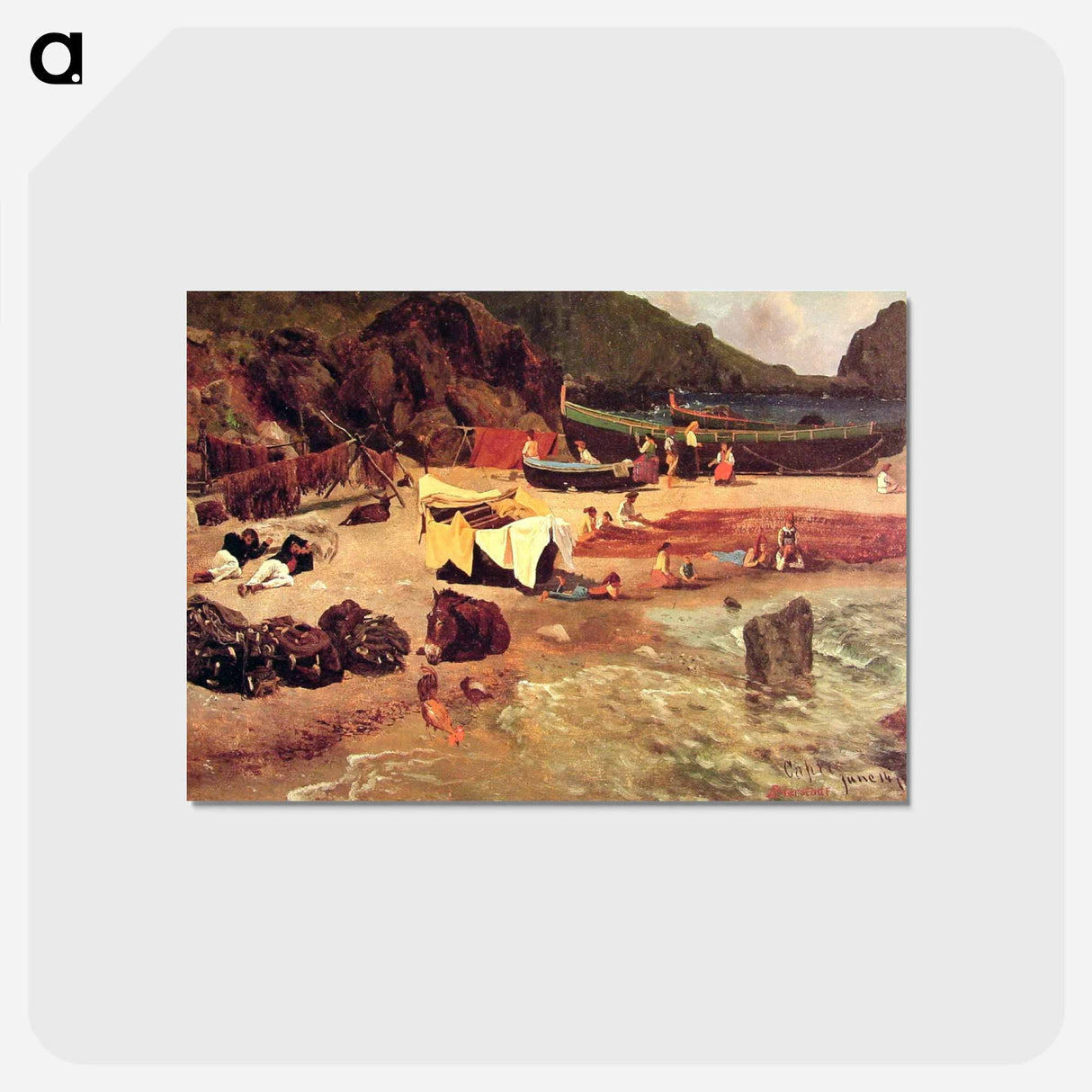 Fishing Boats at Capri - アルバート ビアスタット Postcard.