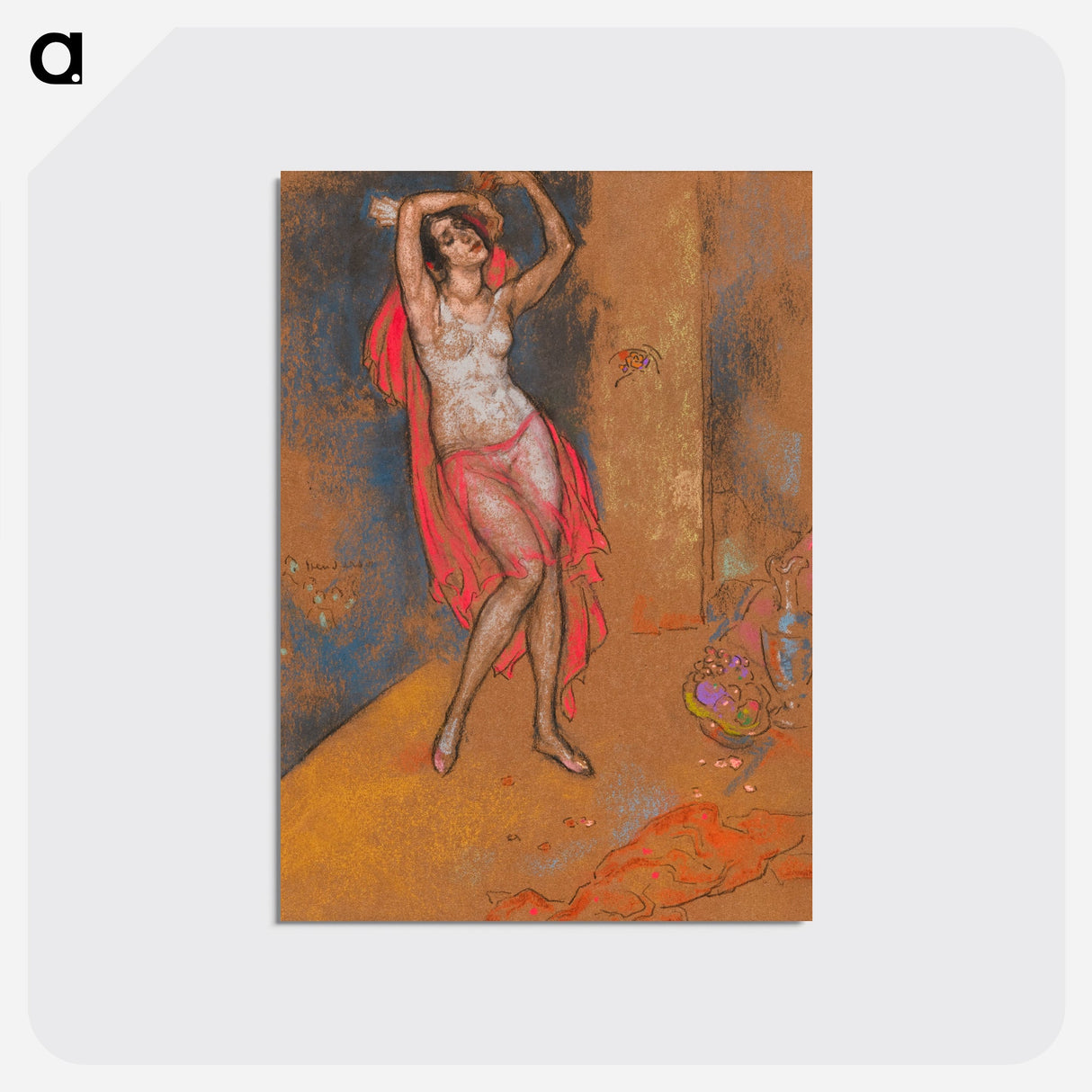 Standing Nude woman. Anna Pavlova in Oriental Fantasy by William Penhallow Henderson. - 不思議の国のアリス Postcard.