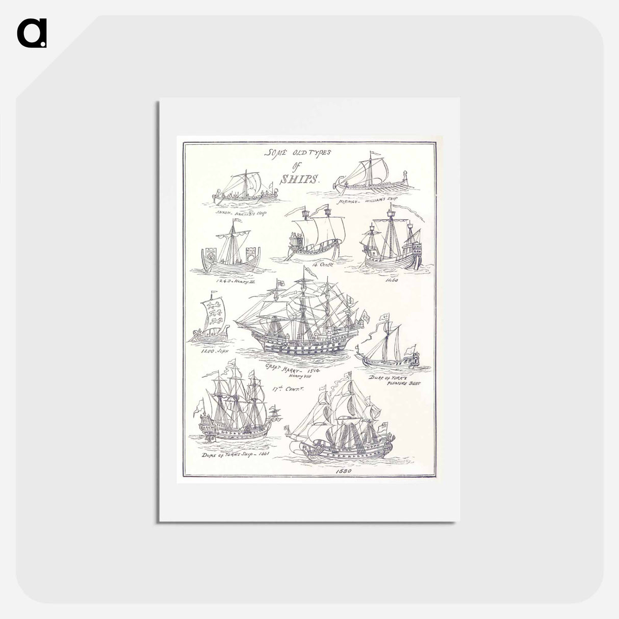 アートポストカード-Sea Pictures - アンティーク地図 Postcard.