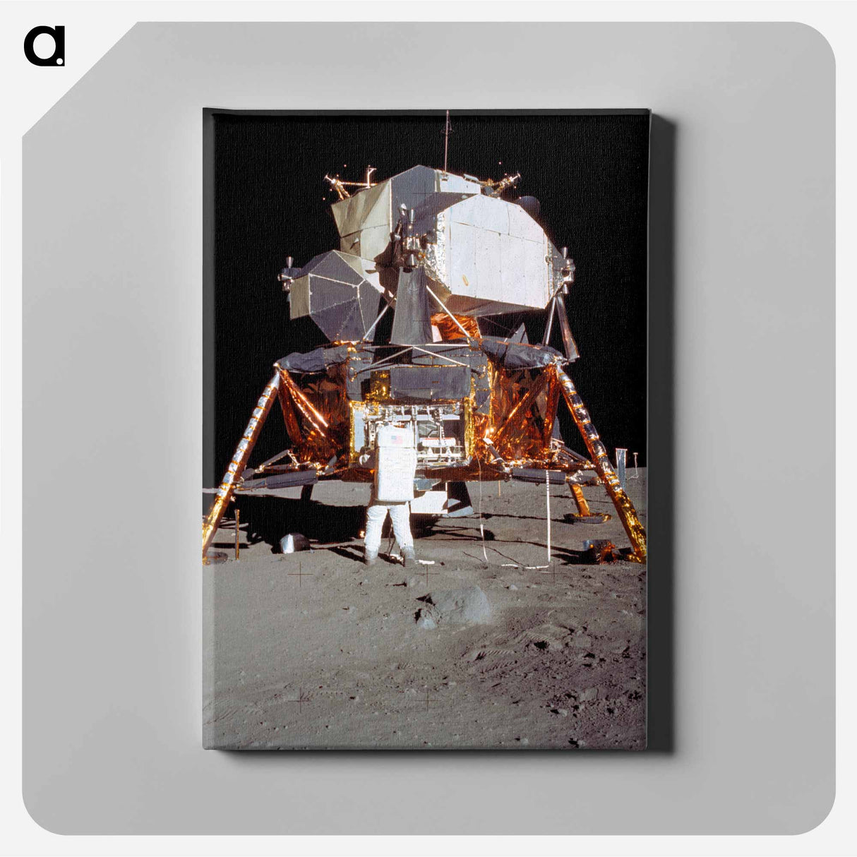 アートパネル-Astronaut Edwin E Aldrin Jr, Lunar Module (LM) pilot descends from the LM - アポロ月面着陸 Canvas.