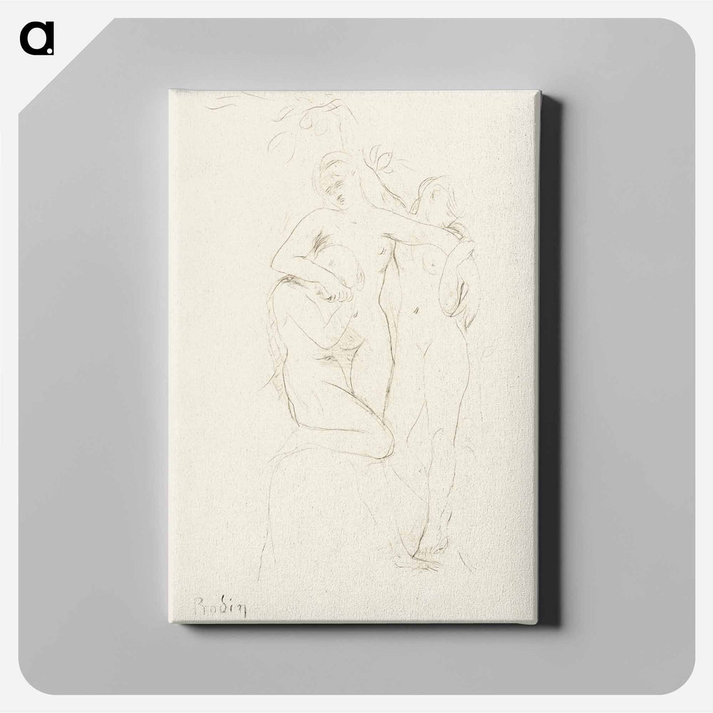 Three naked women, vintage nude illustration - Auguste Rodin Canvas.