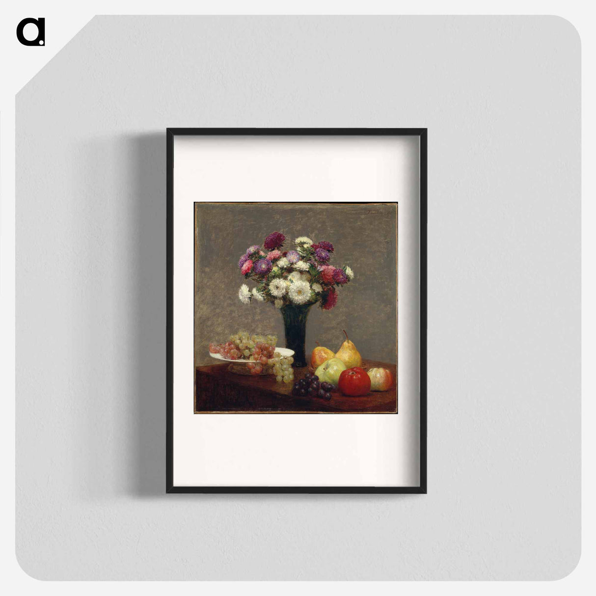 Asters and Fruit on a Table - アンリ ファンタン ラトゥール Poster.