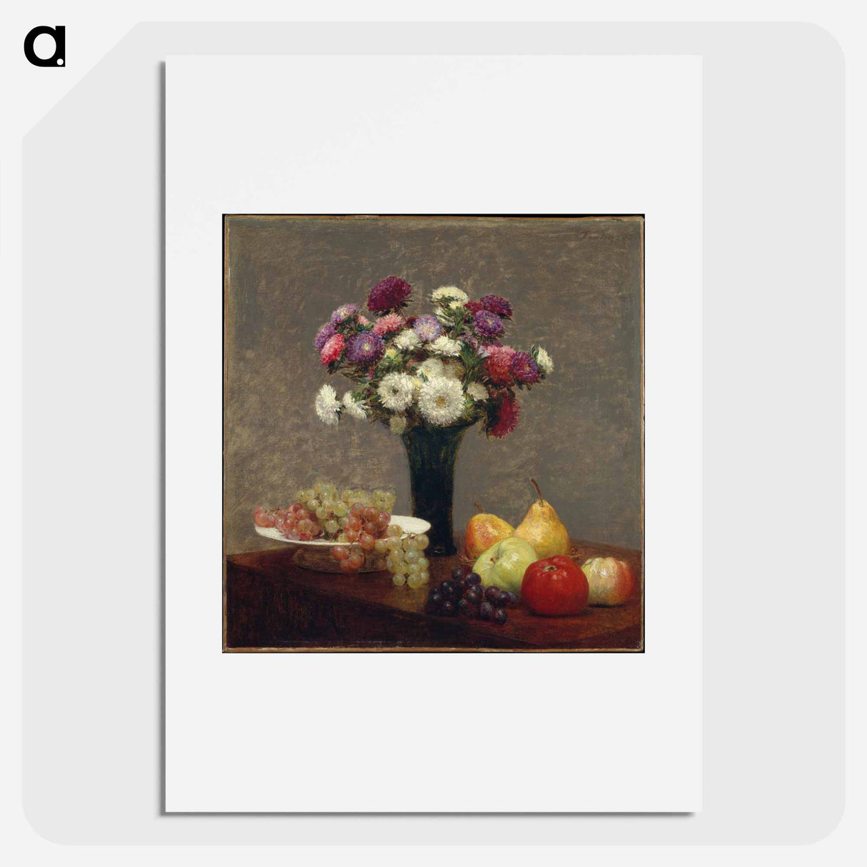 Asters and Fruit on a Table - アンリ ファンタン ラトゥール Poster.