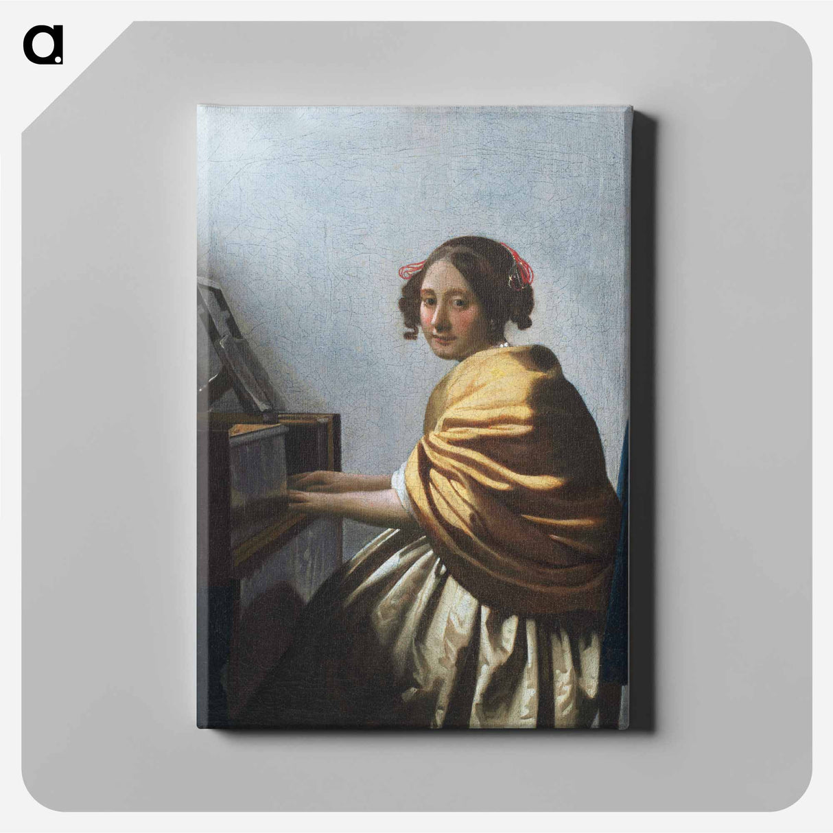 アートパネル-A young Woman seated at the Virginals - ヨハネス フェルメール Canvas.