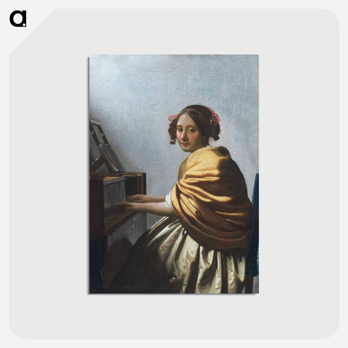 アートポストカード-A young Woman seated at the Virginals - ヨハネス フェルメール Postcard.