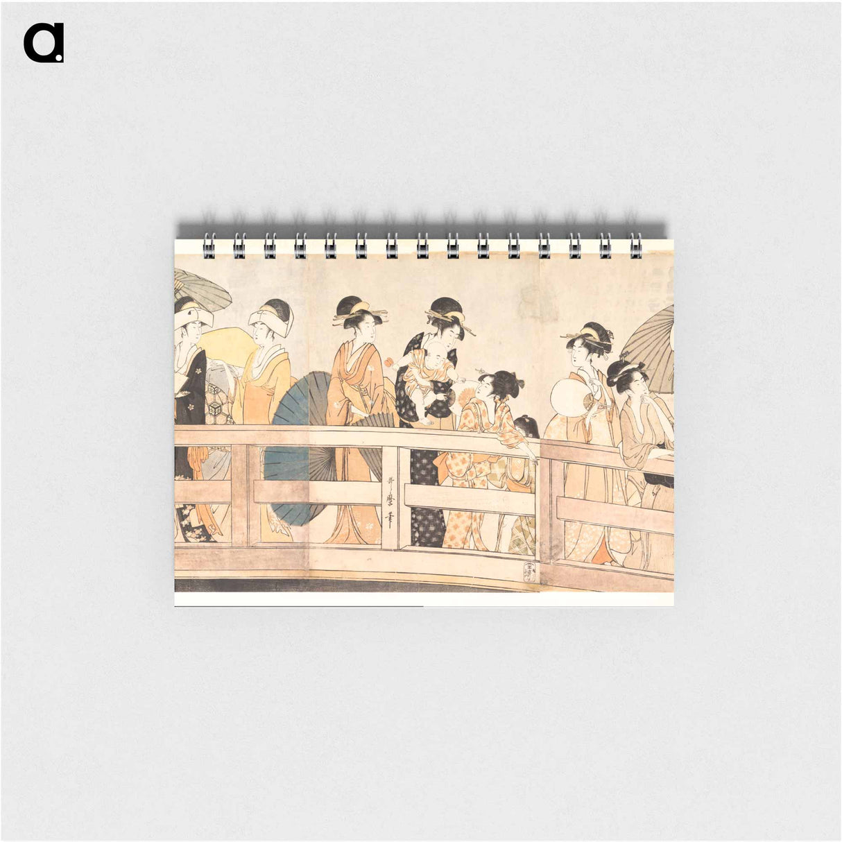 Enjoying the Cool Evening Breeze on and under the Bridge - 喜多川 歌麿 Memo.