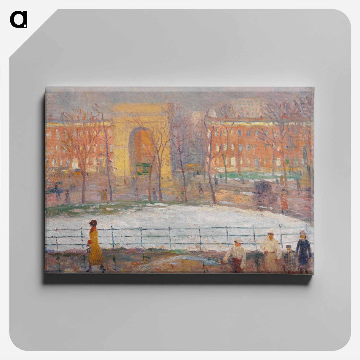 Street Cleaners, Washington Square - William James Glackens Canvas.