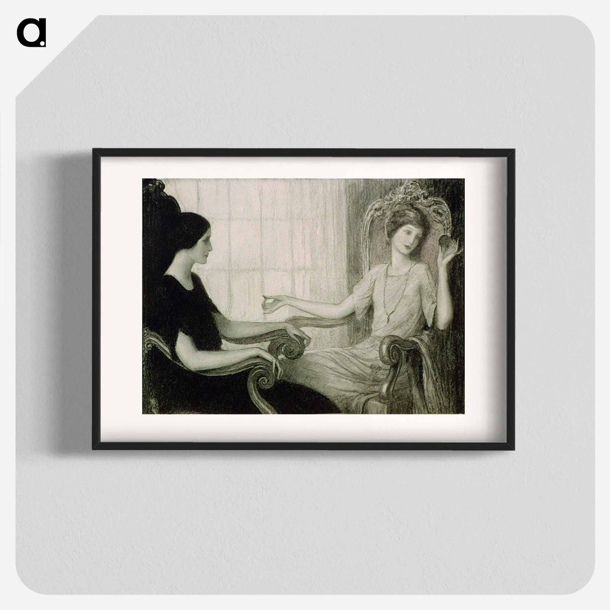 Two women seated facing each other by Wladyslaw Theodore Benda - ウワディスワフ テオドール ベンダ Poster.