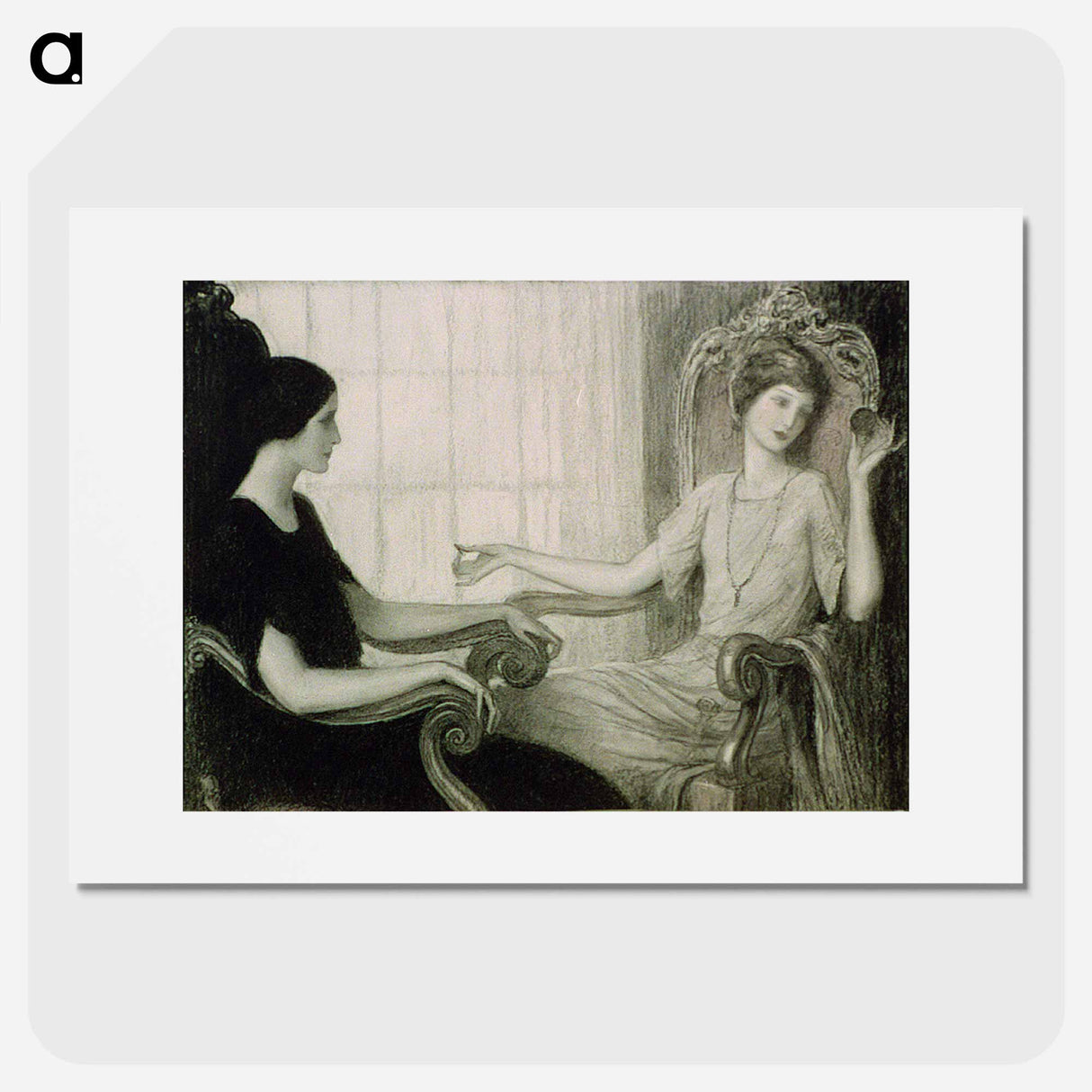 Two women seated facing each other by Wladyslaw Theodore Benda - ウワディスワフ テオドール ベンダ Poster.