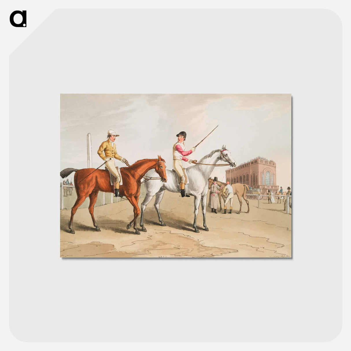 Illustration of jockies from The Costume of Yorkshire - 19世紀のヨークシャー Postcard.