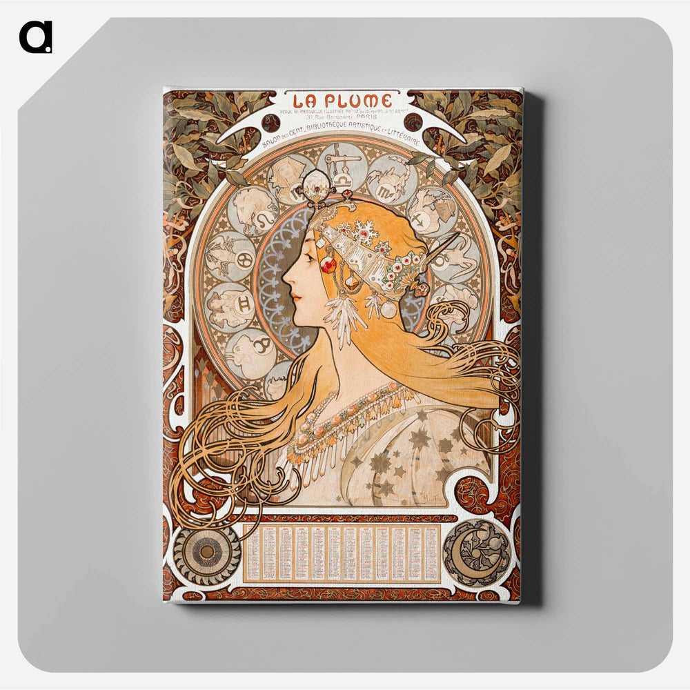 Zodiaque or La Plume - アルフォンス ミュシャ Canvas.