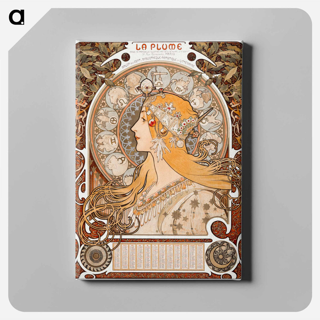 Zodiaque or La Plume - アルフォンス ミュシャ Canvas.
