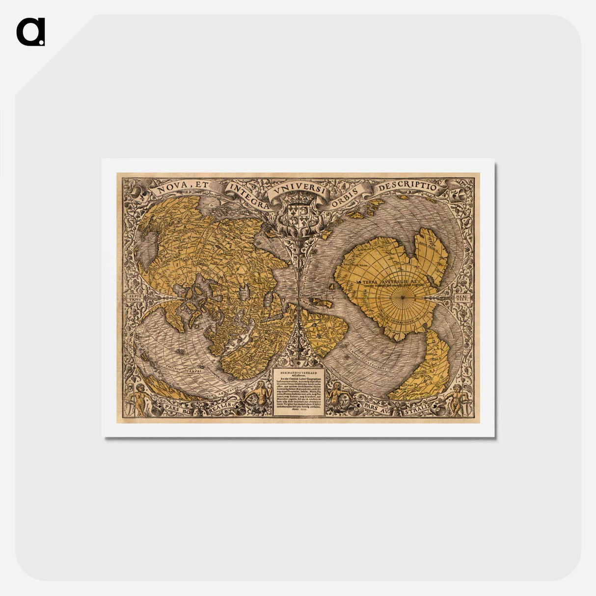 アートポストカード-Noua, et integra uniuersi orbis descriptio - アンティーク地図 Postcard.