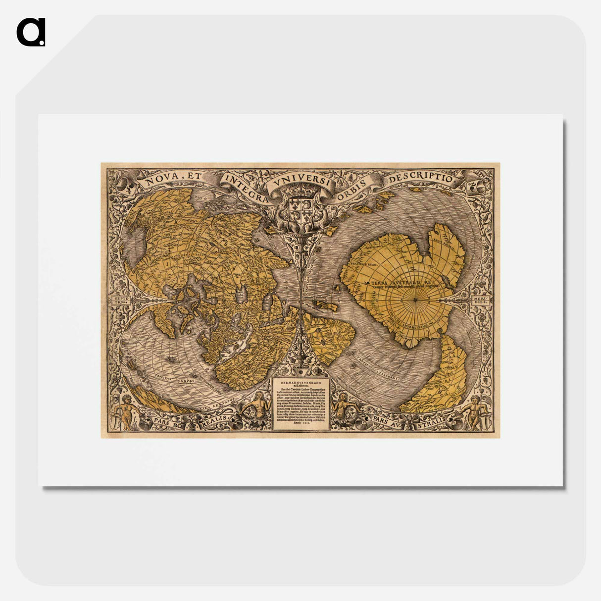 Noua, et integra uniuersi orbis descriptio - アンティーク地図 Poster.