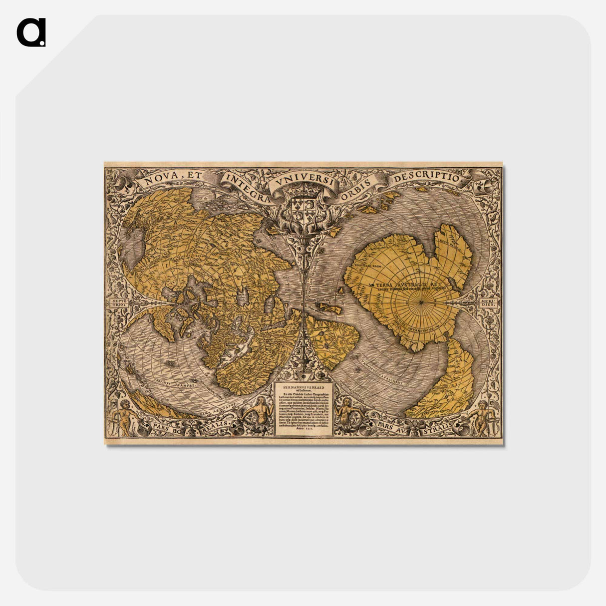 アートポストカード-Noua, et integra uniuersi orbis descriptio - アンティーク地図 Postcard.