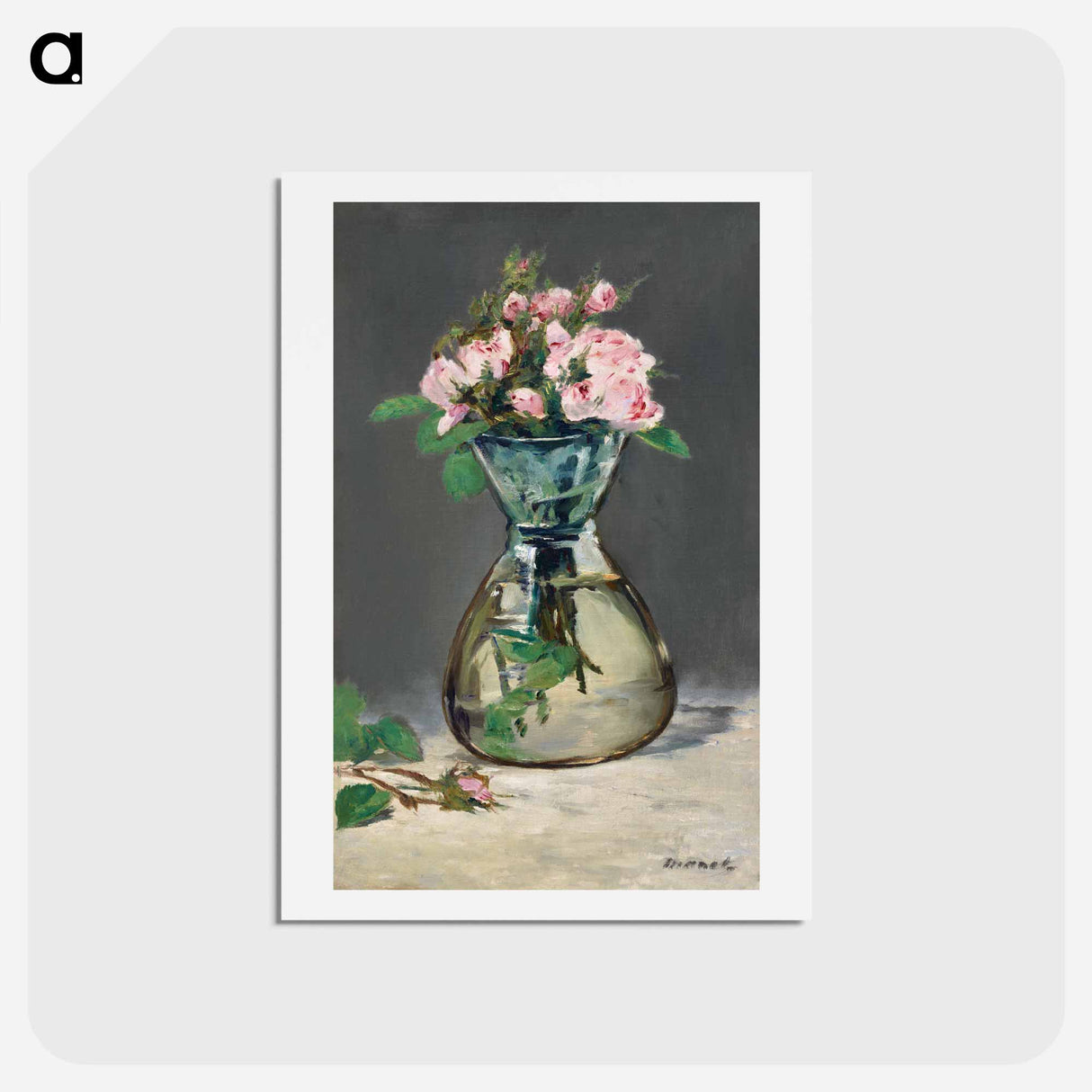 アートポストカード-Moss Roses in a Vase - エドゥアール マネ Postcard.