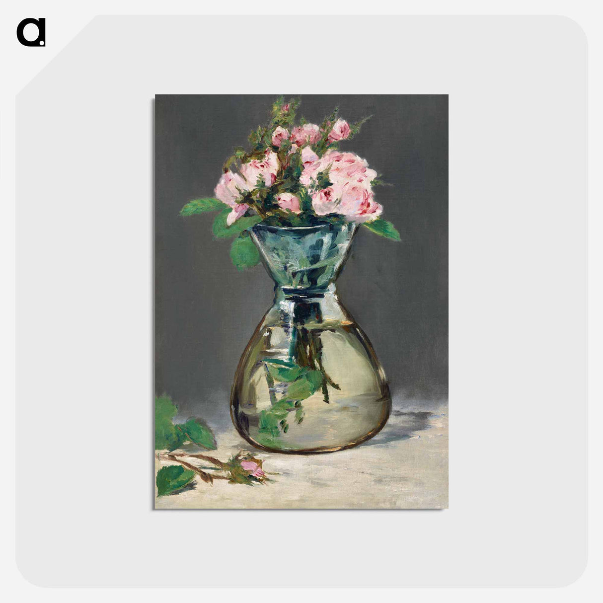 アートポストカード-Moss Roses in a Vase - エドゥアール マネ Postcard.