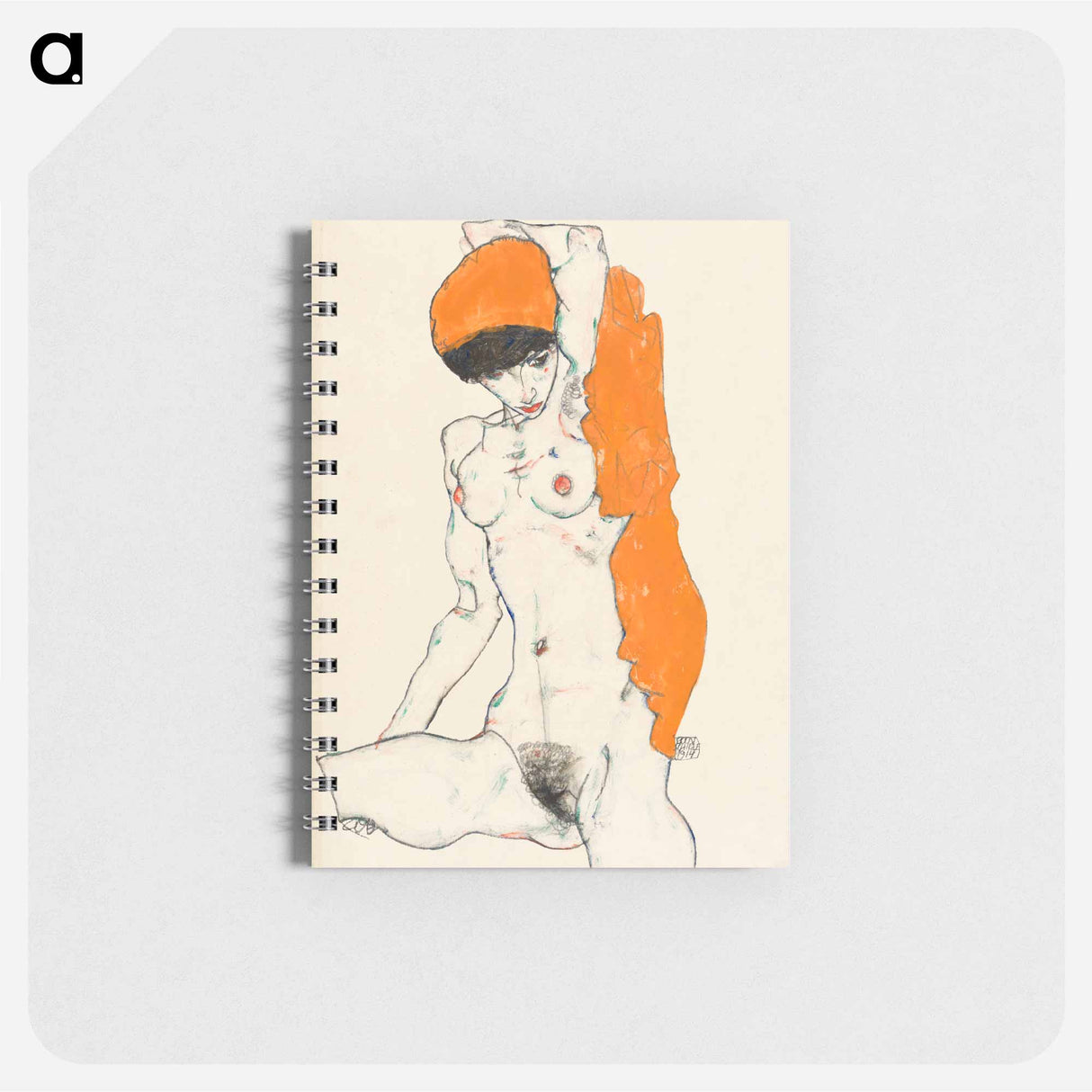 Vulgar naked woman. Standing Nude with Orange Drapery by Egon Schiele. - エゴン シーレ Memo.