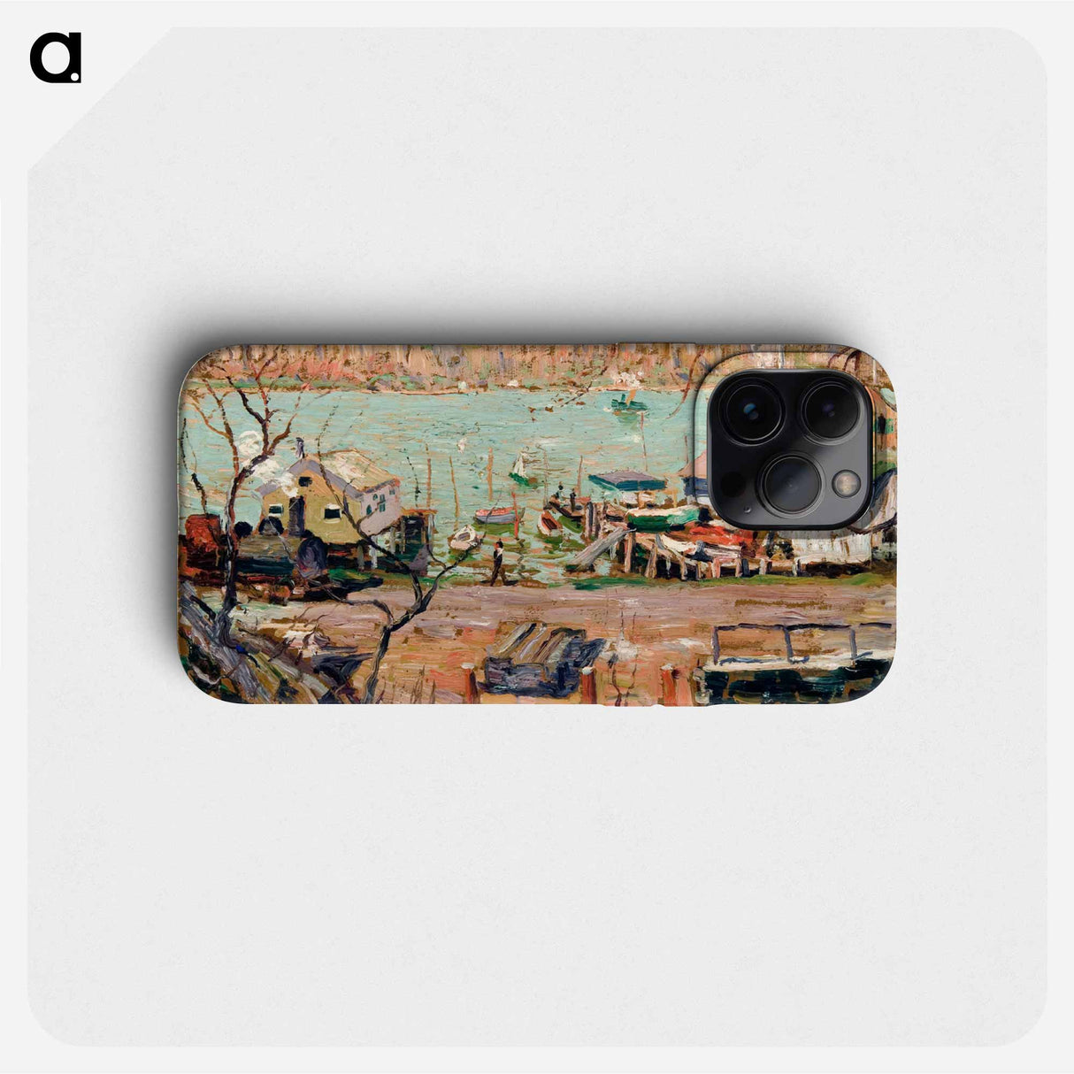 River Scene–Boats and Houses - アーネスト ローソン Phone Case.