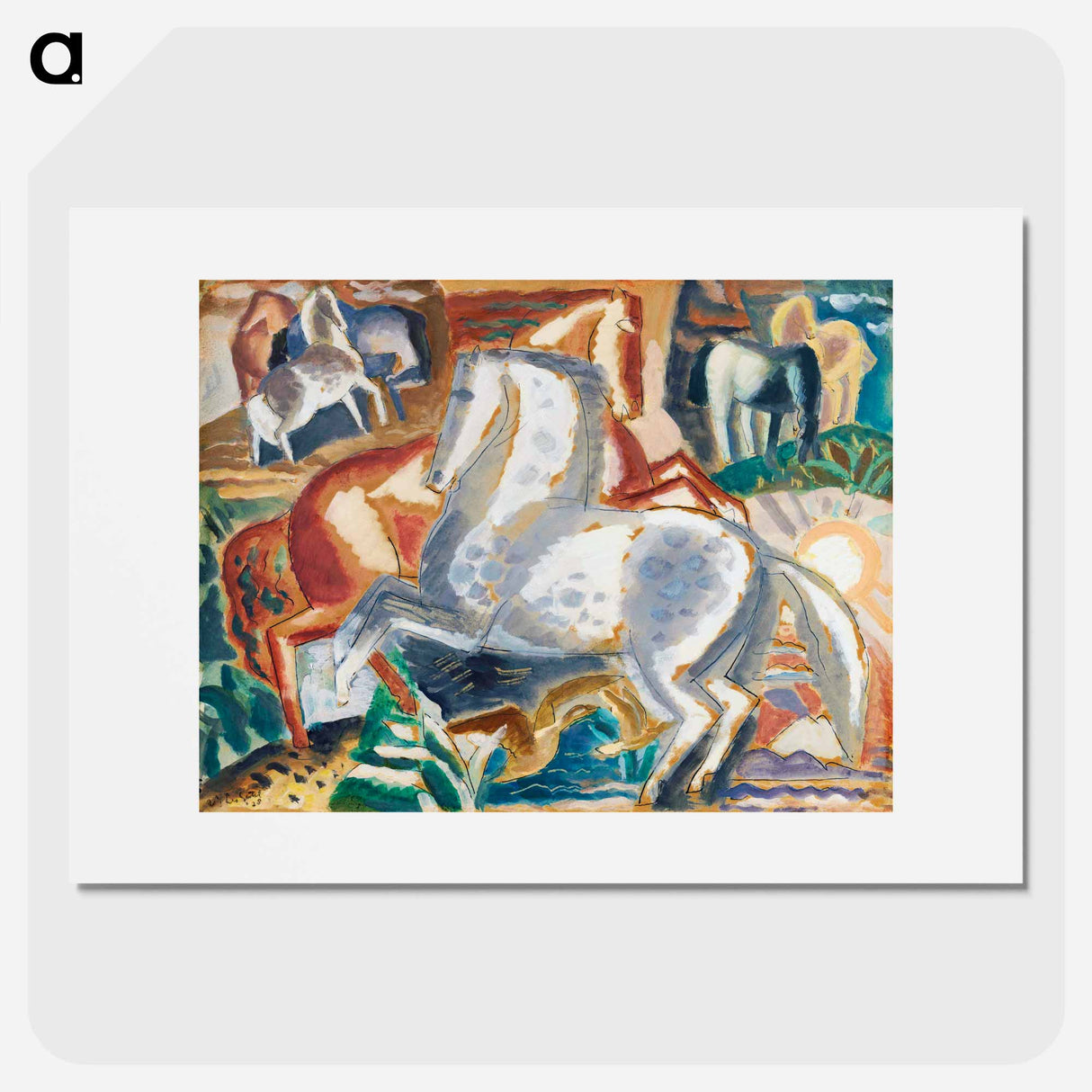 Horses in landscape - Leo Gerstel Poster.