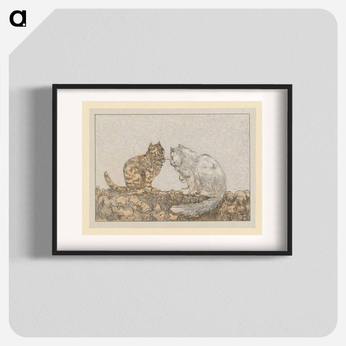 Tweet katten op een muur - Theo van Hoytema Poster.