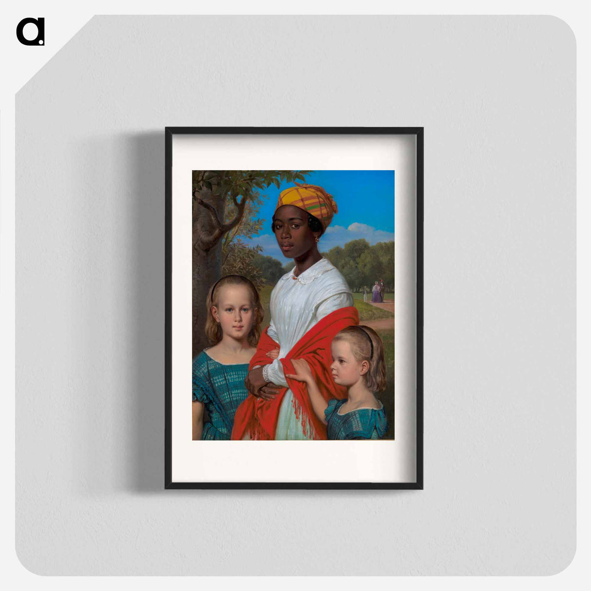 Portrait of Otto Marstrand's two Daughters and their West-Indian Nanny, Justina Antoine, in the Frederiksberg Gardens near Copenhagen - Wilhelm Marstrand Poster.