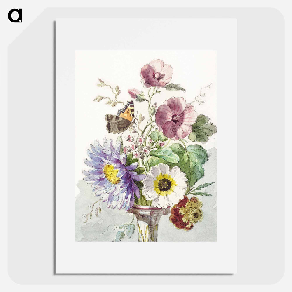 Bouquet of Flowers with a Butterfly - Willem van Leen Poster.