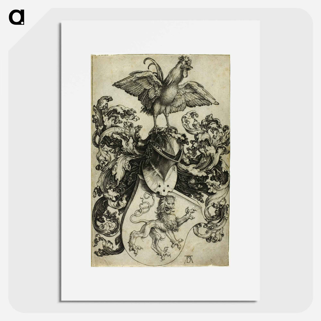 アートポスター-Coat of Arms with Lion and Rooster - アルブレヒト デューラー Poster.