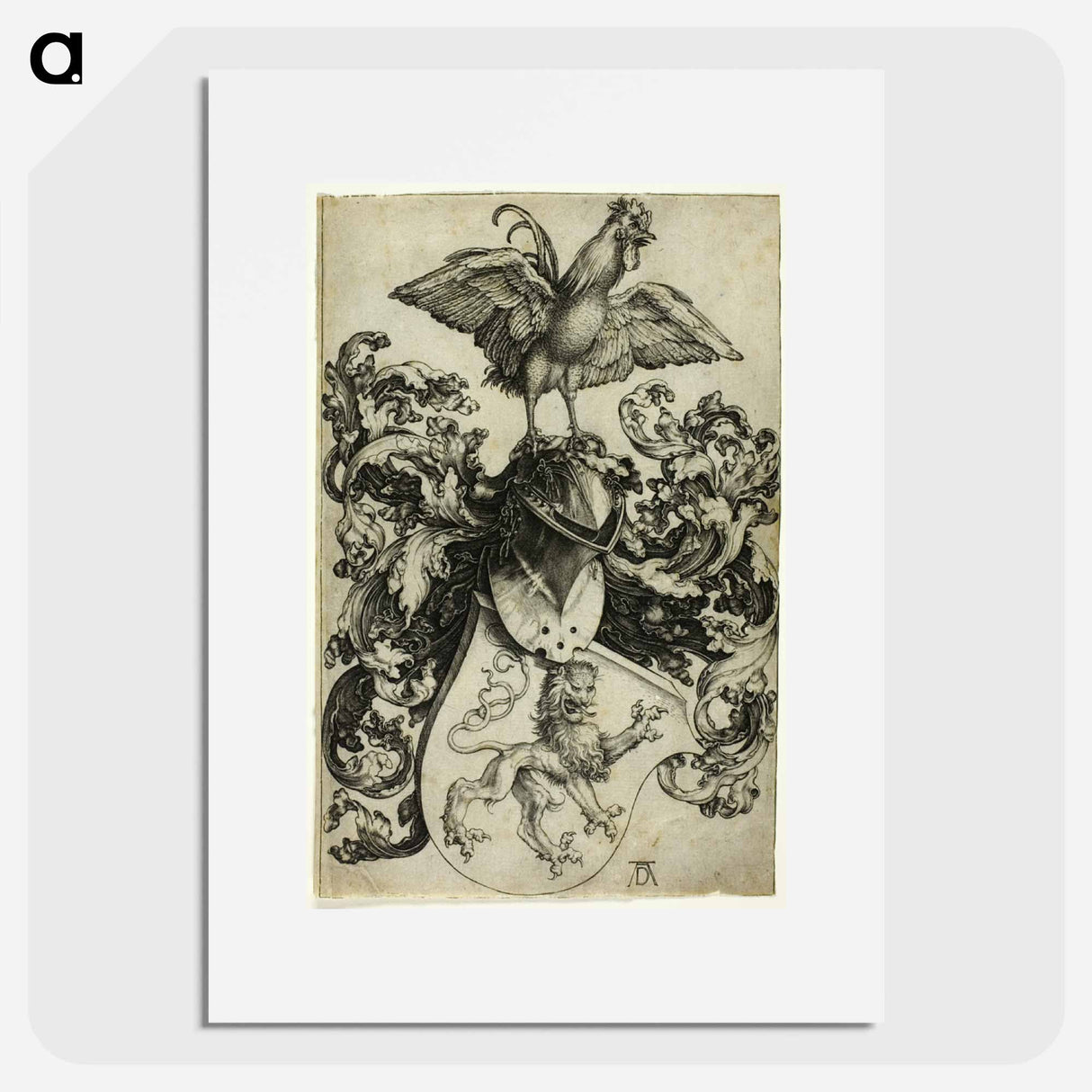 Coat of Arms with Lion and Rooster - アルブレヒト デューラー Poster.