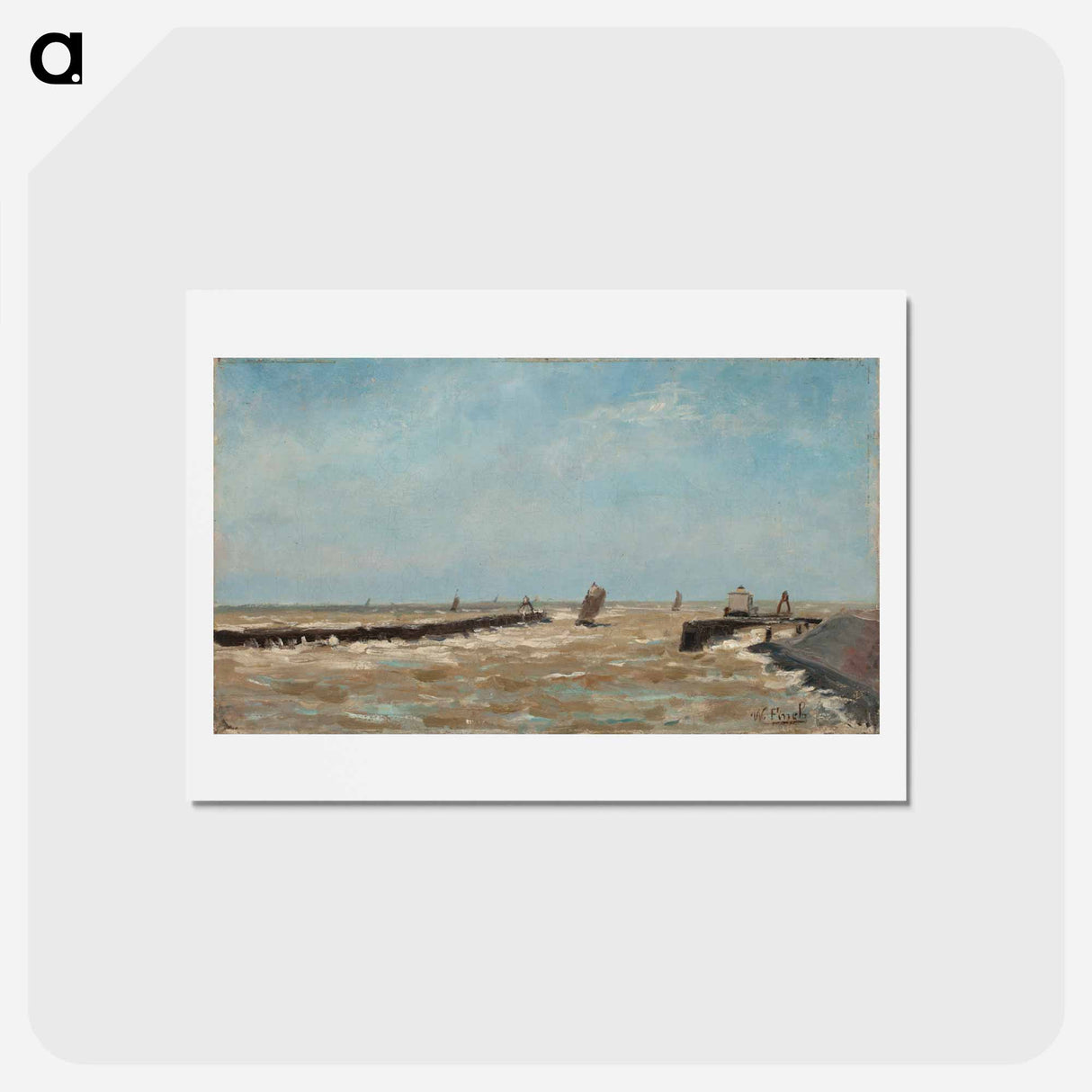 A belgian harbour - アルフレッド ウィリアム フィンチ Postcard.