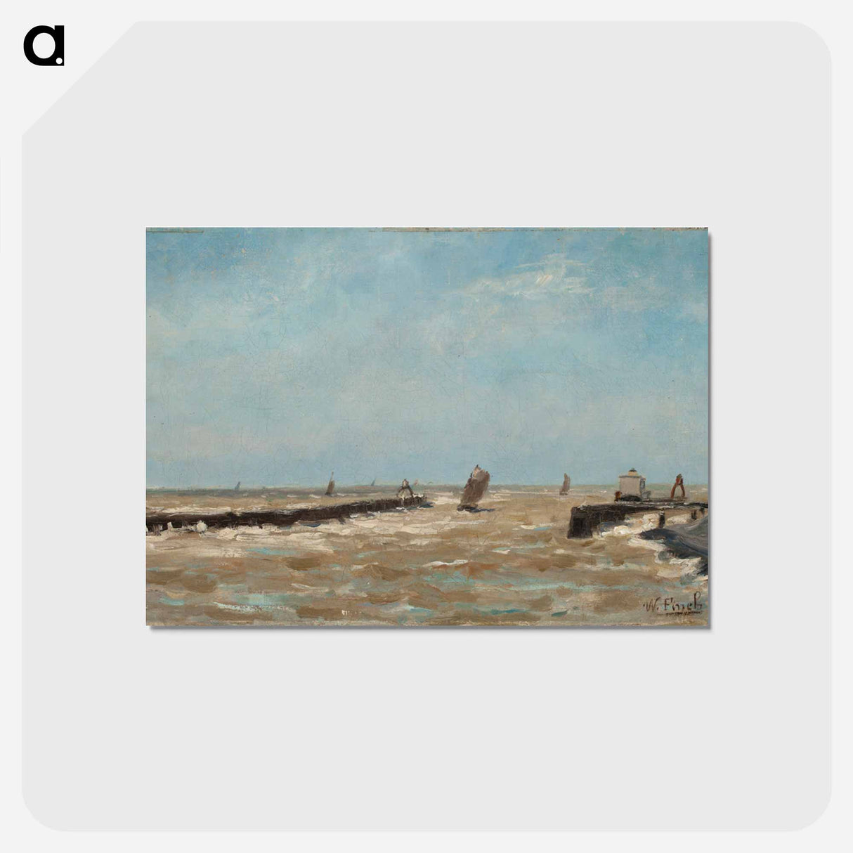 A belgian harbour - アルフレッド ウィリアム フィンチ Postcard.