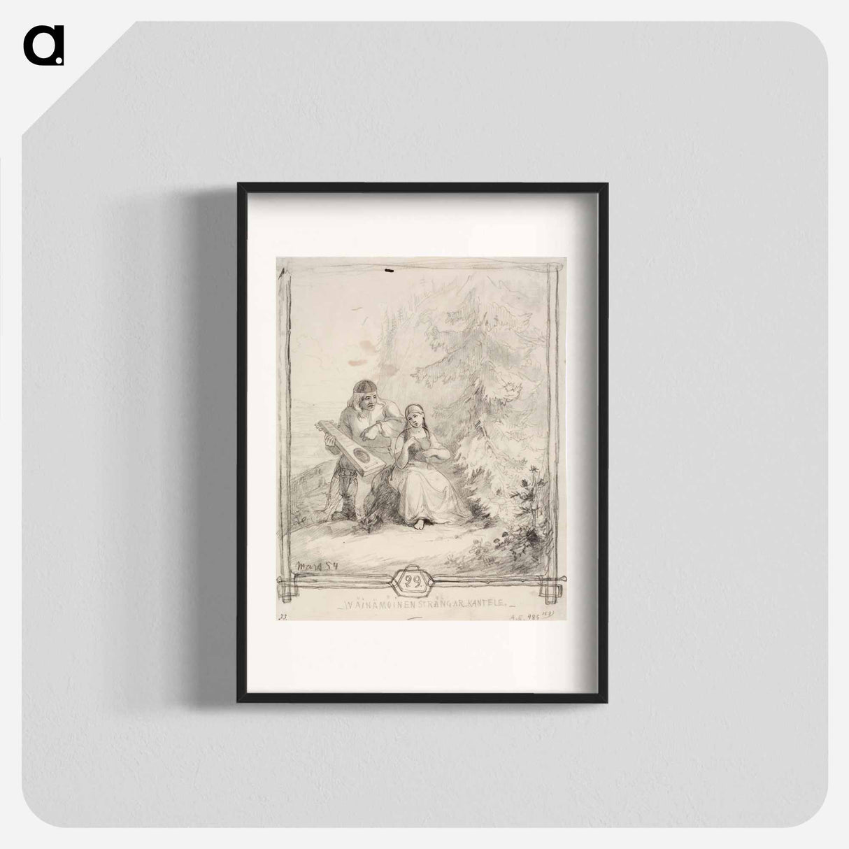 Väinämöinen kiinnittää kielet kanteleeseen - アンダース エクマン Poster.