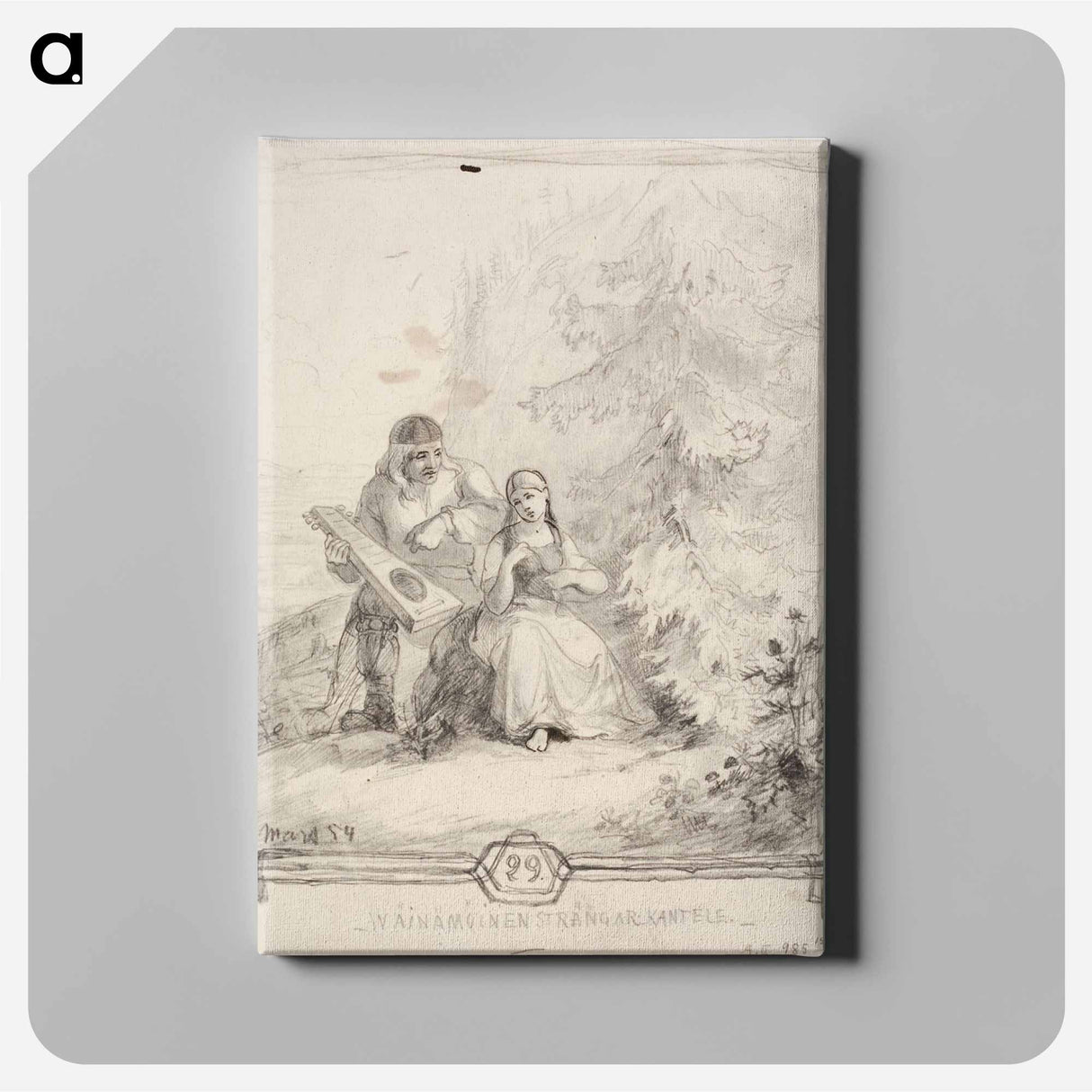 Väinämöinen kiinnittää kielet kanteleeseen - アンダース エクマン Canvas.