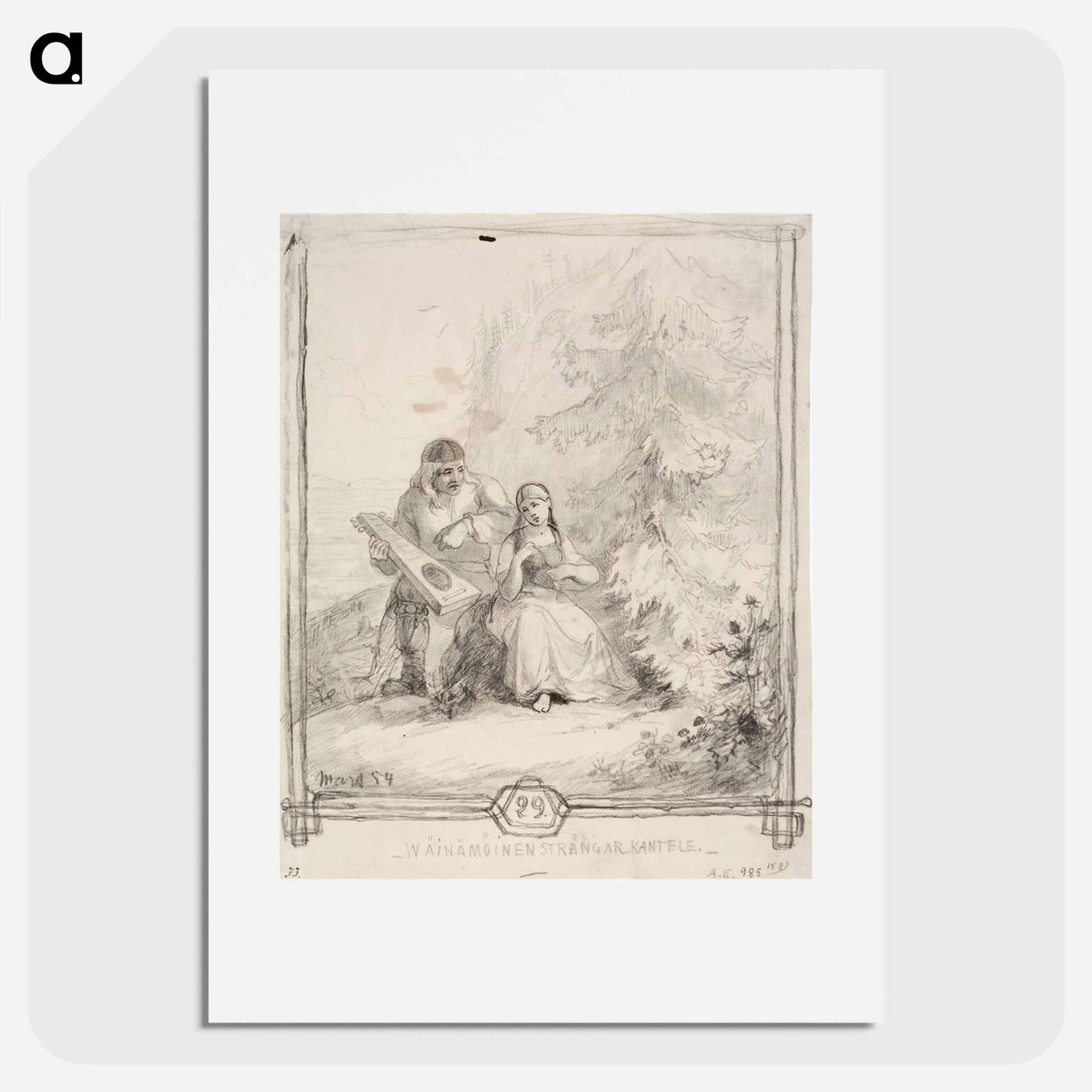 Väinämöinen kiinnittää kielet kanteleeseen - アンダース エクマン Poster.