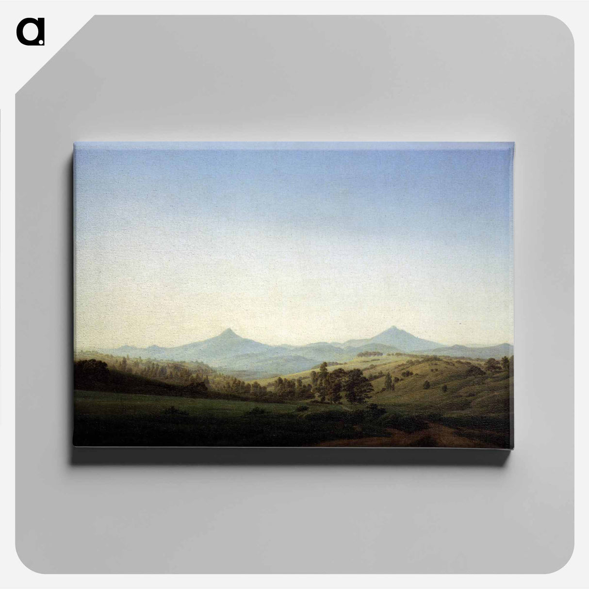 アートパネル-Bohemian Landscape with Mount Milleschauer - カスパー ダーヴィト フリードリヒ Canvas.