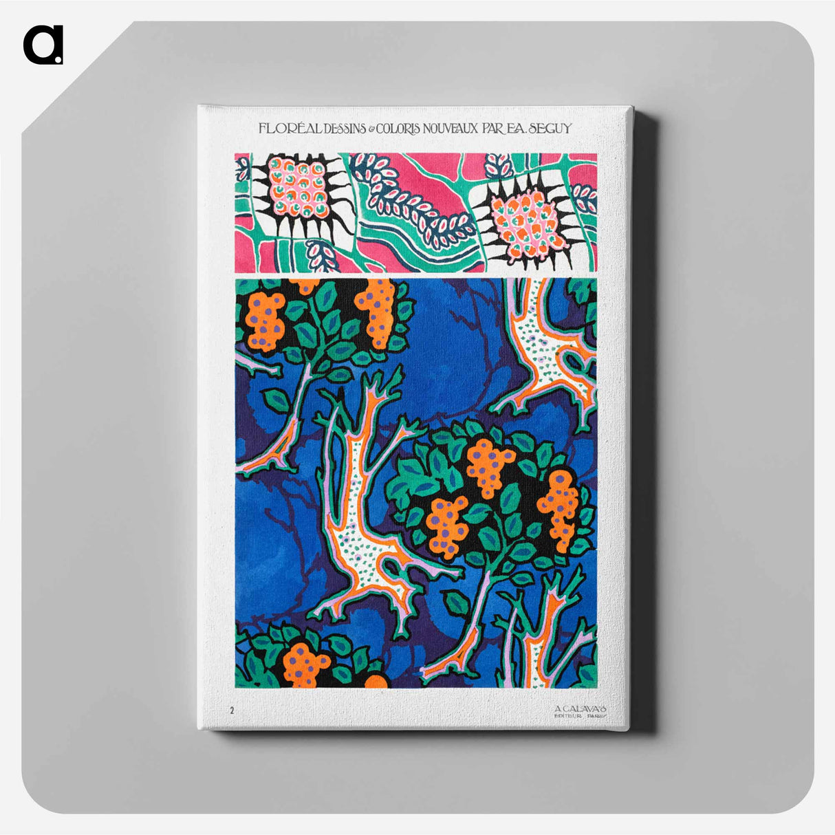 Floral colorful background, vintage art deco & art nouveau background, plate no. 2. - E.A.セギー Canvas.