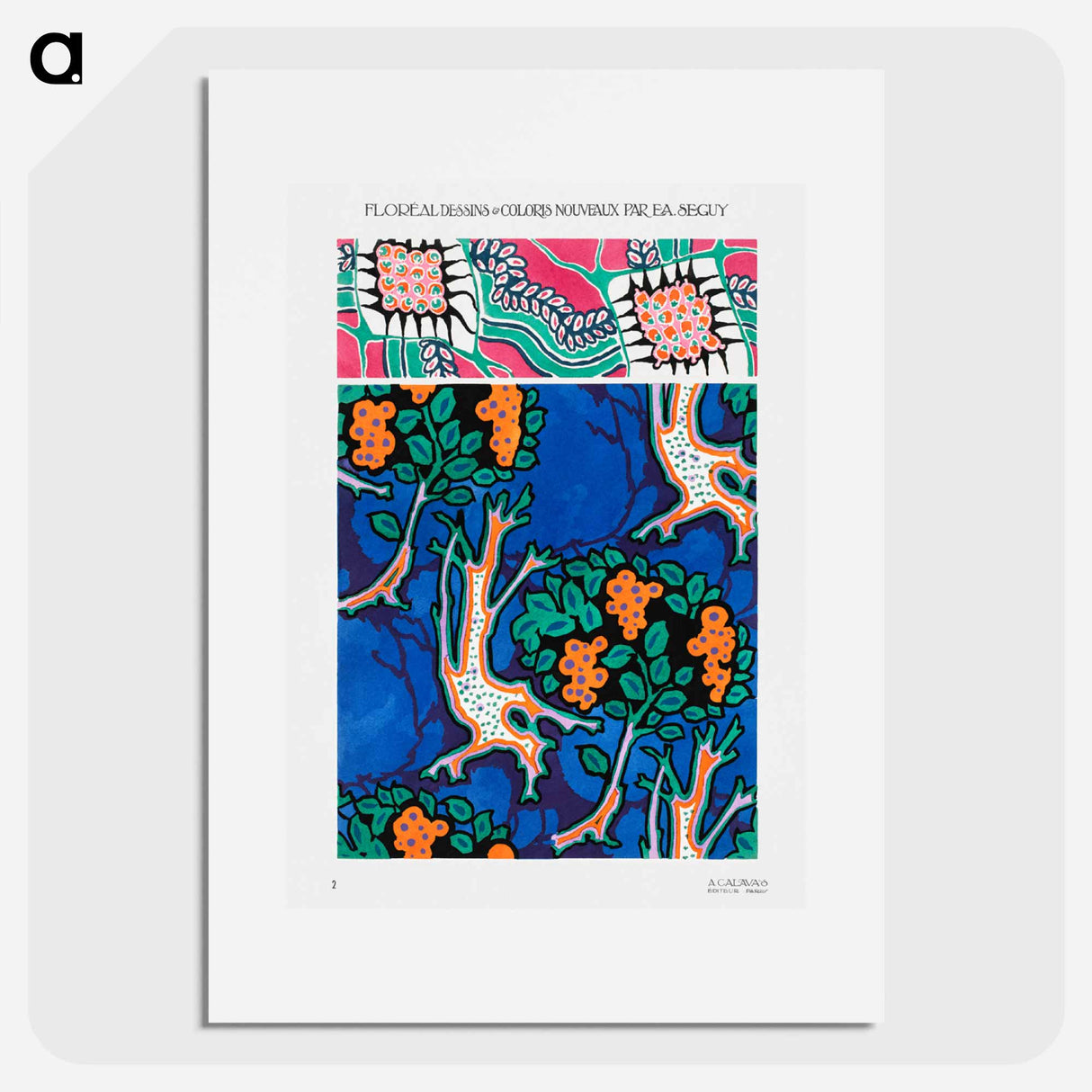Floral colorful background, vintage art deco & art nouveau background, plate no. 2. - E.A.セギー Poster.