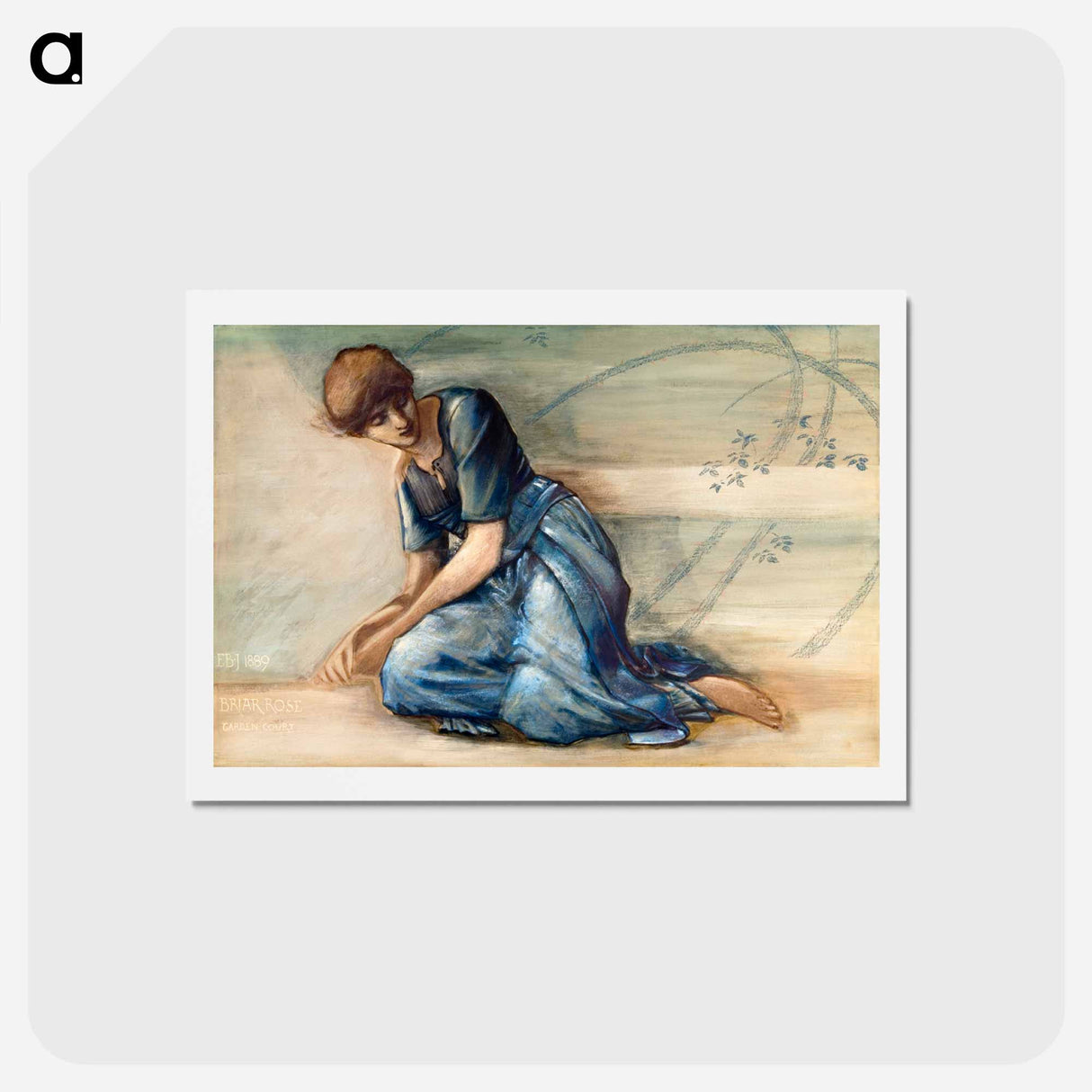 アートポストカード-The Briar Rose Series - Study for 'The Garden Court' - エドワード バーン ジョーンズ Postcard.