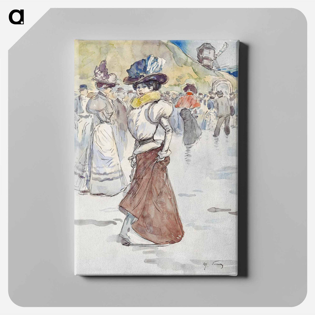 Walkers in front of the Galette mill - アンリ ソム Canvas.