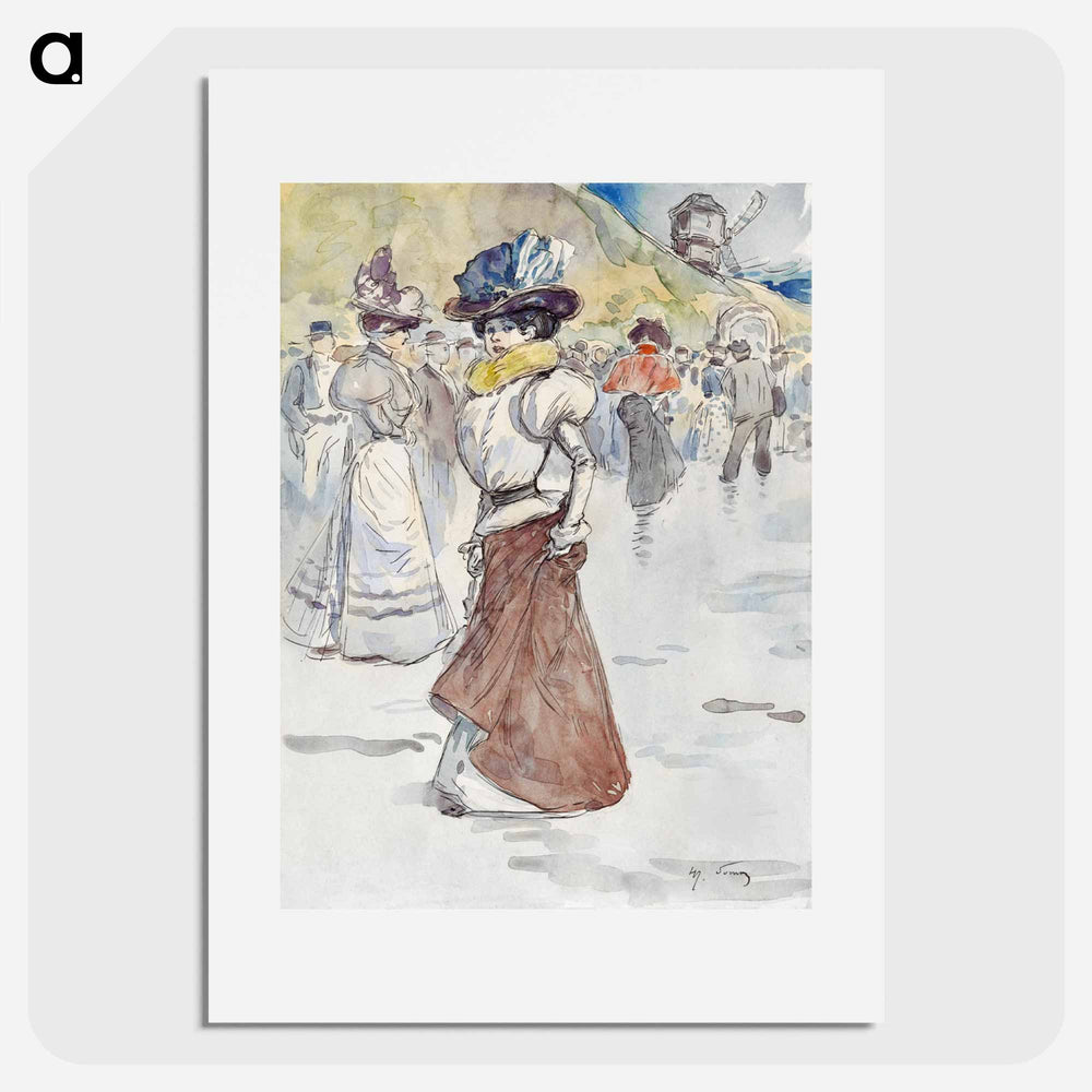 Walkers in front of the Galette mill - アンリ ソム Poster.